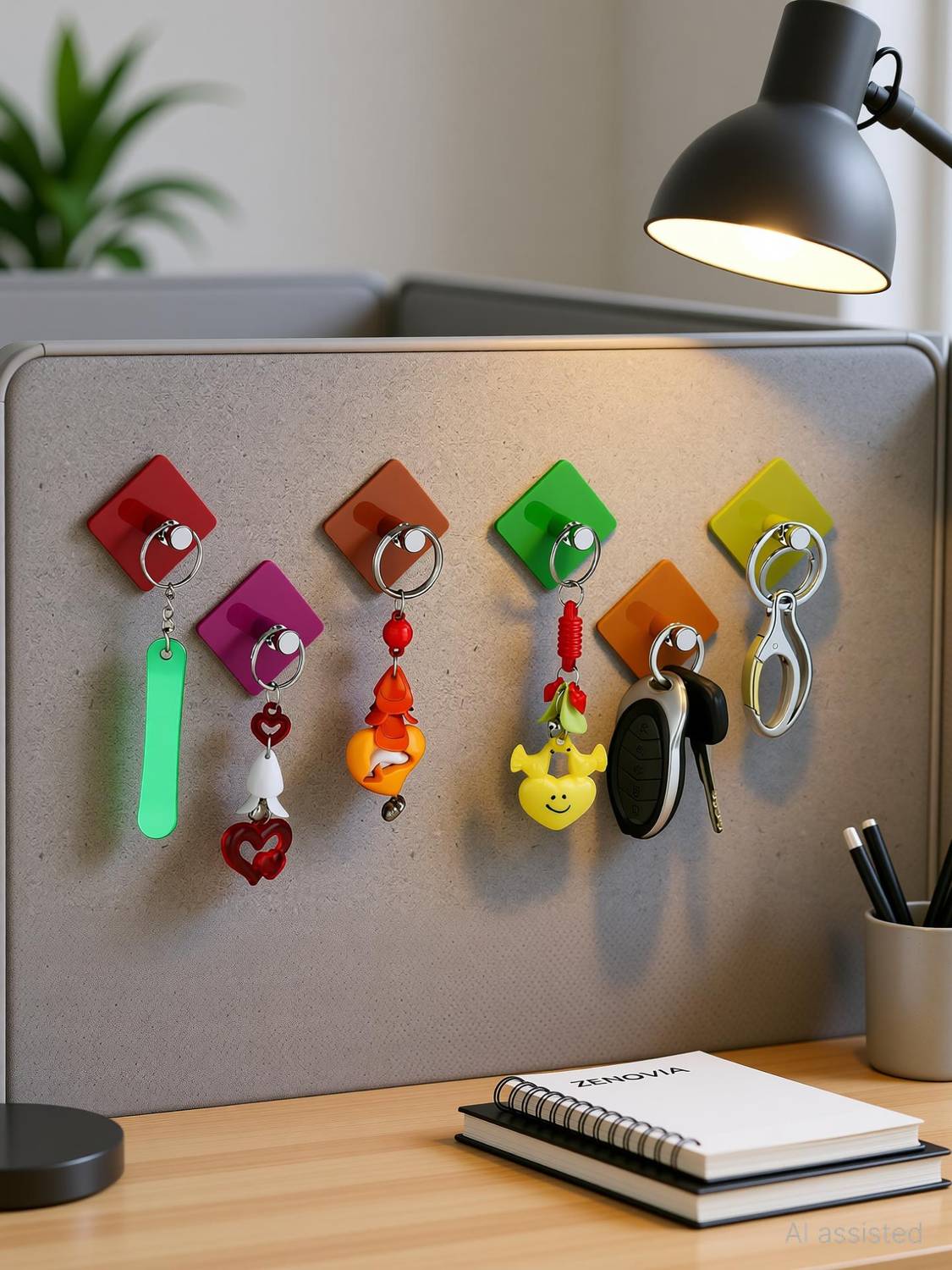ZENOVIA Multicolor Square Acrylic Self Adhesive Key Holder for