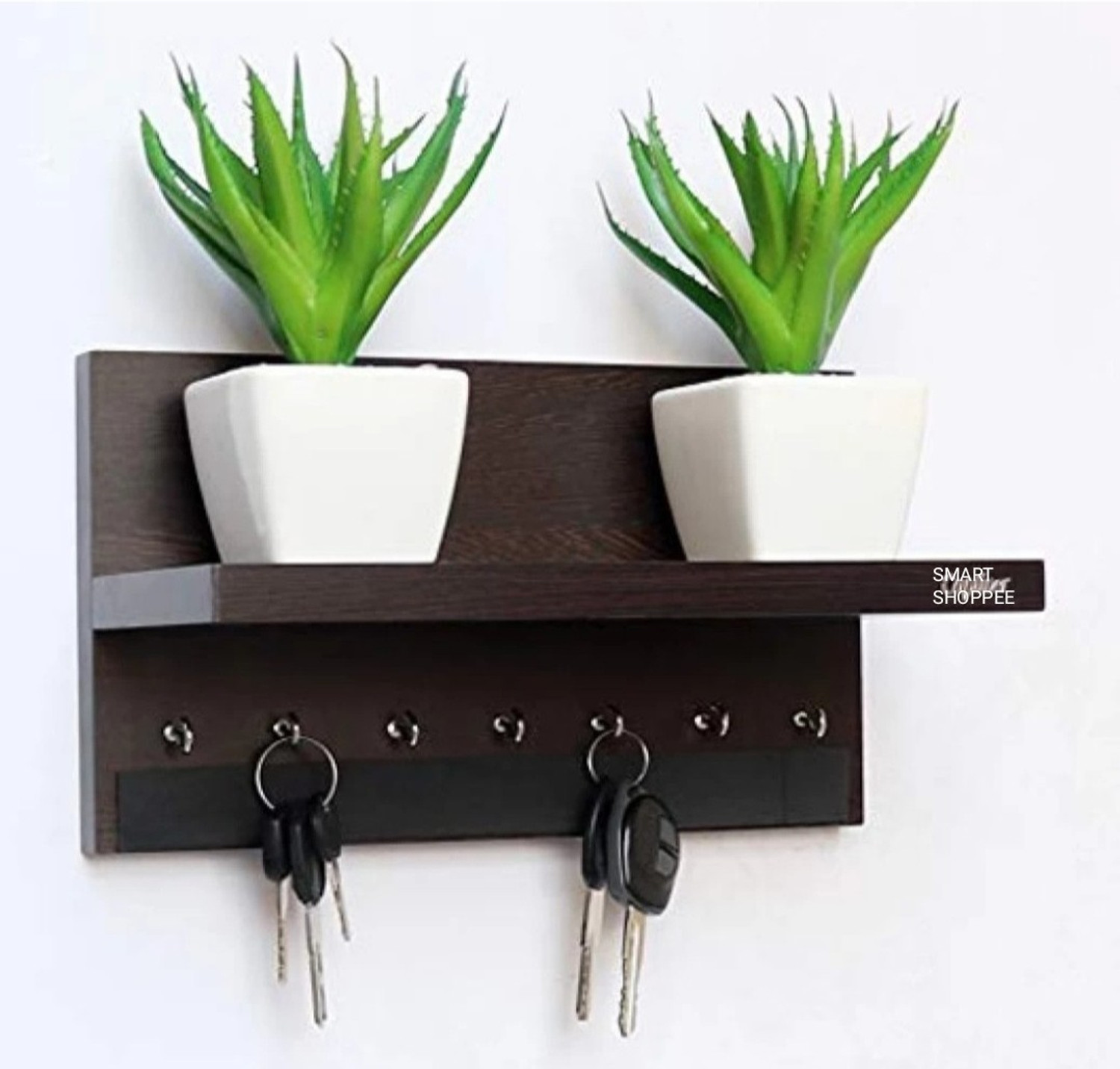 Image of WOOD MINE KEY HOLDER AND HOME KEY STAND FOR WALL WITH 6HOOKS Wood Key Holder