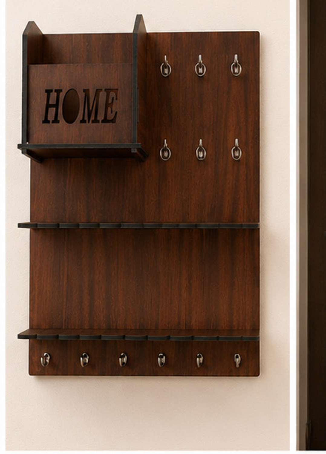 Image of LRR Wood Key Holder (12 Hooks, Brown)