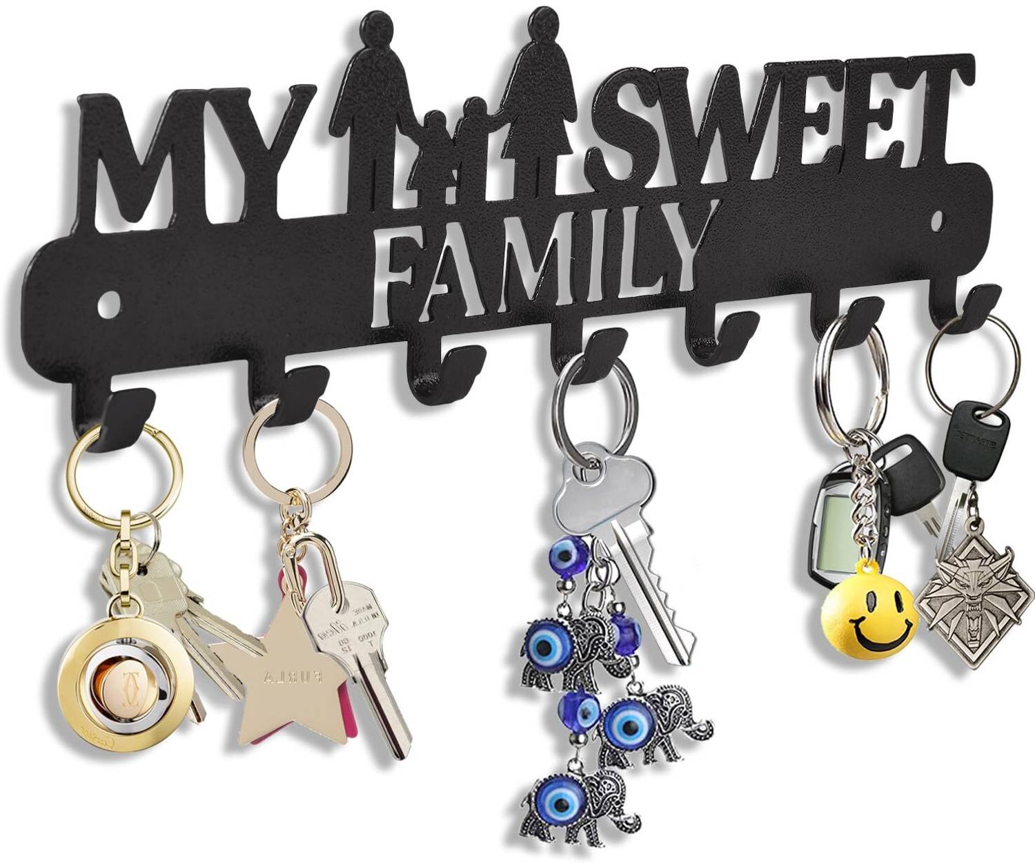 8eenplus Marvel Hero Design Key Holder - Matte Black Color with 6 Hooks, Elegant Design Steel Key Holder