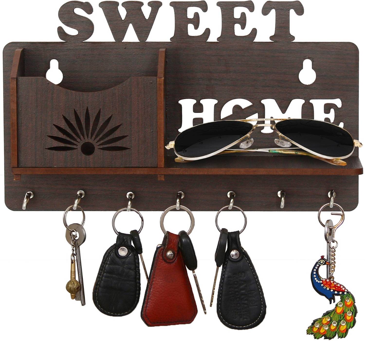 Artofio Home Wooden Key Stand and Functional Wall Organizer Wood Key Holder