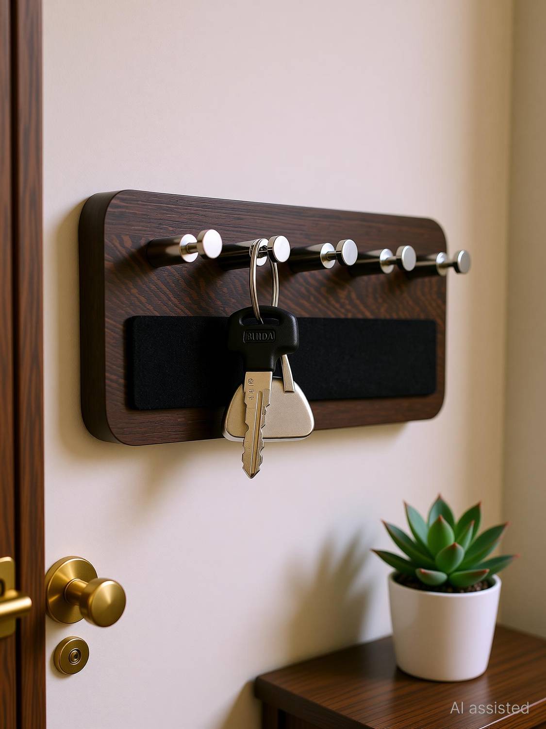 BLUEWUD Skywood Wall-Mount Key-Chain Holder, Key Organizer, Stand, Wood Key Holder