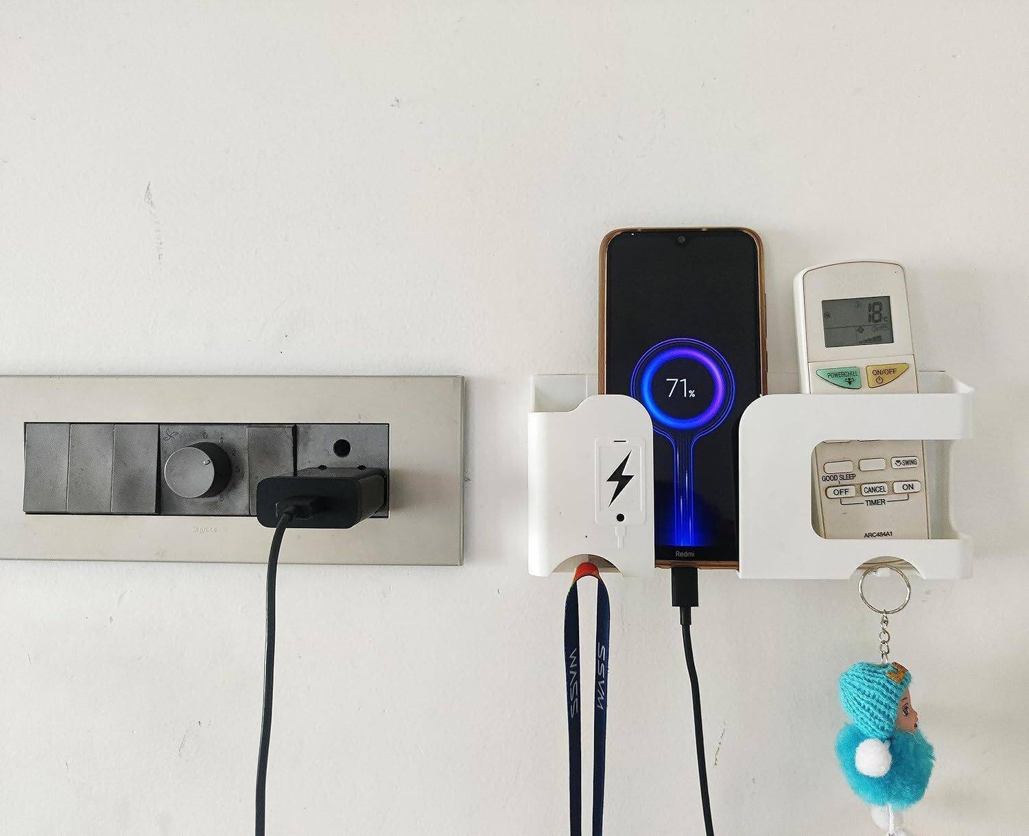 Ality Wall Mount Mobile Holder Multi-Purpose Wall Smart Stand Gadget(4 in 1 Multi-Use) Plastic Key Holder