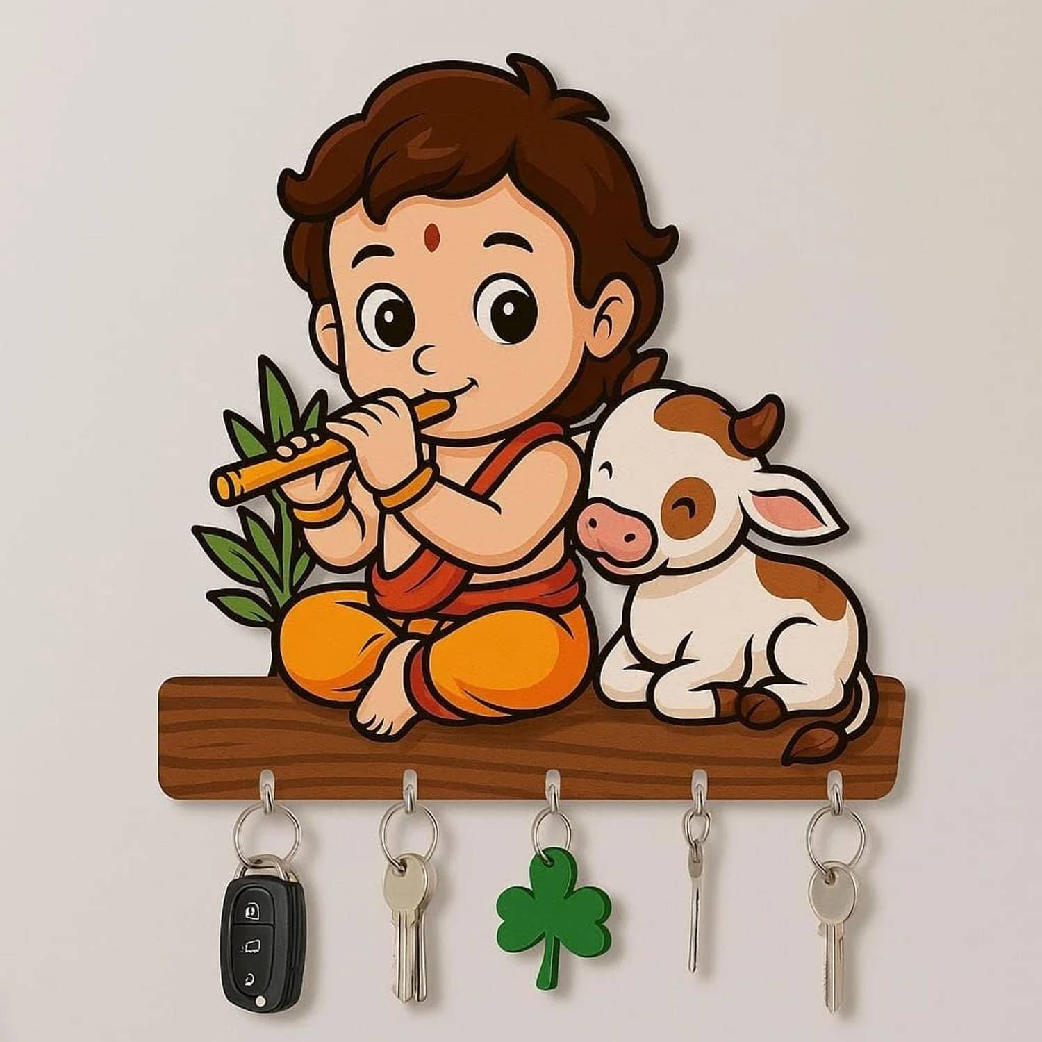 CAPIO ART Designer /Premium/Aesthtic UV Printed Kanha /Krishna Home And Office Decor Wood Key Holder