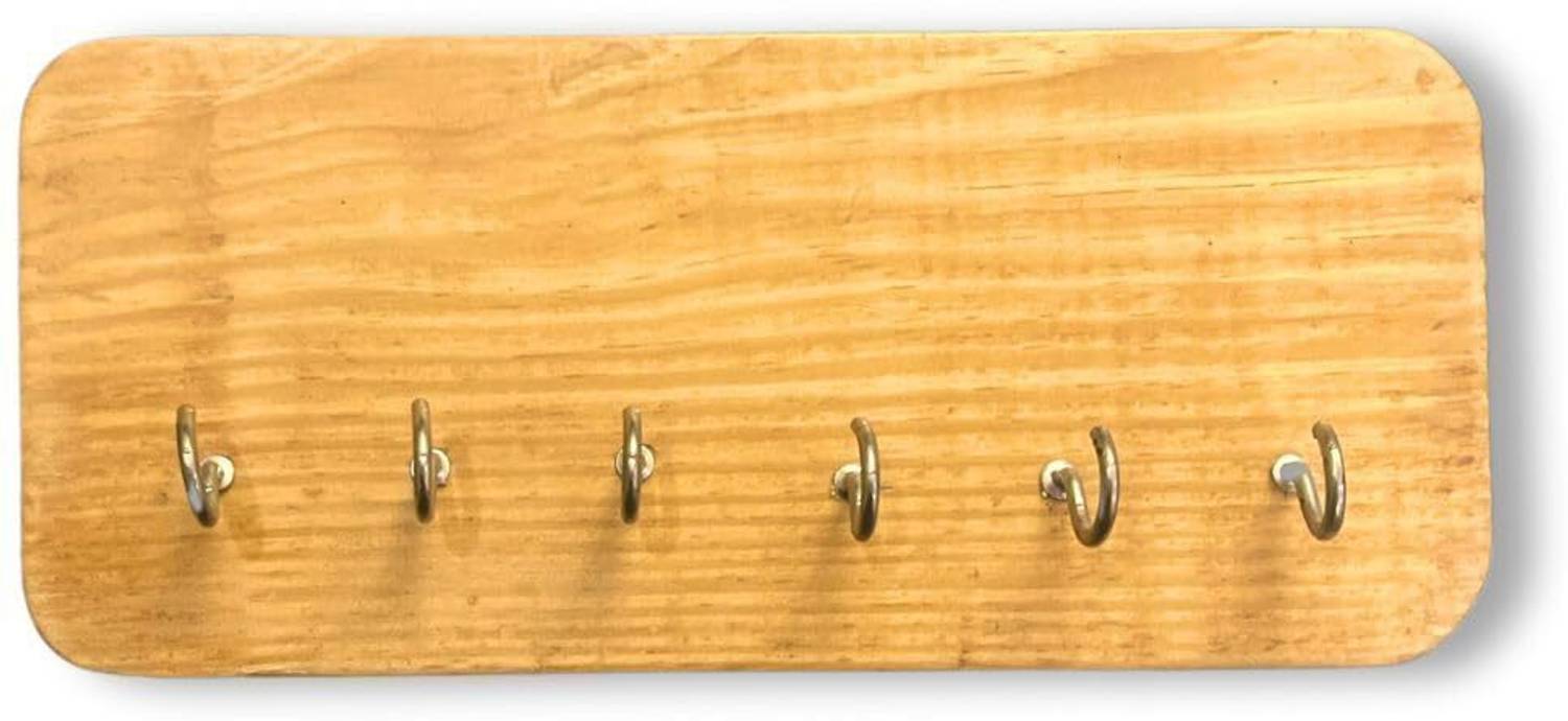 ADORN WORLD Pine Wood Key Hanger 6 Key Wall Hooks Wood Key Holder