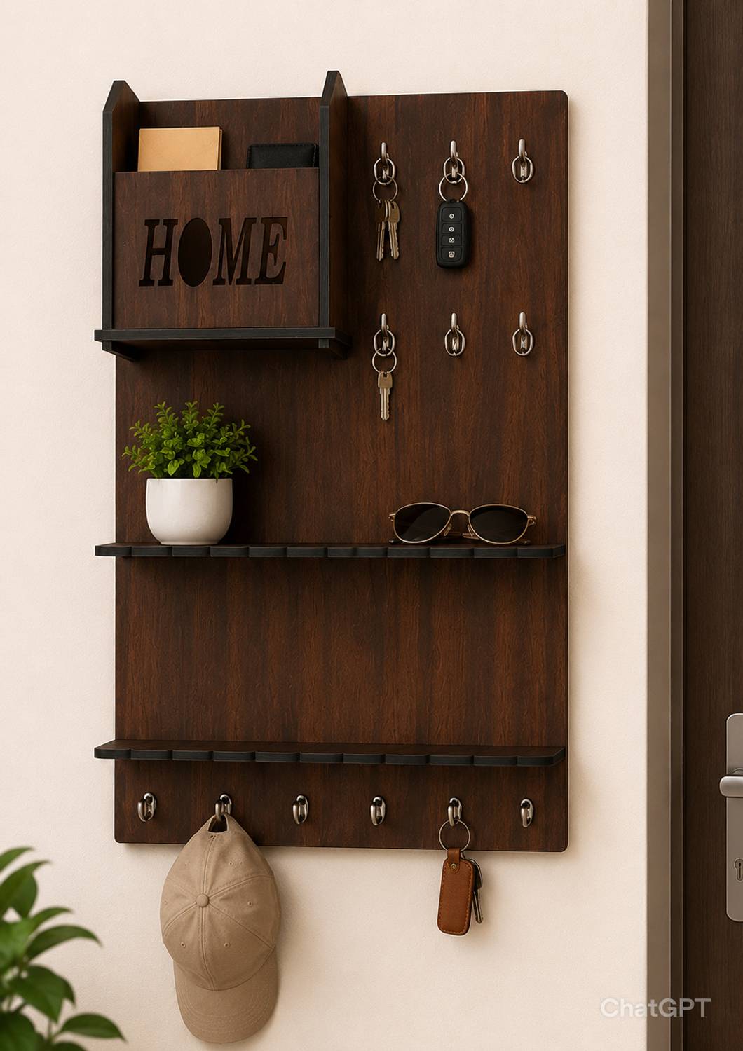 LRR Wood Key Holder Brown - Image 1