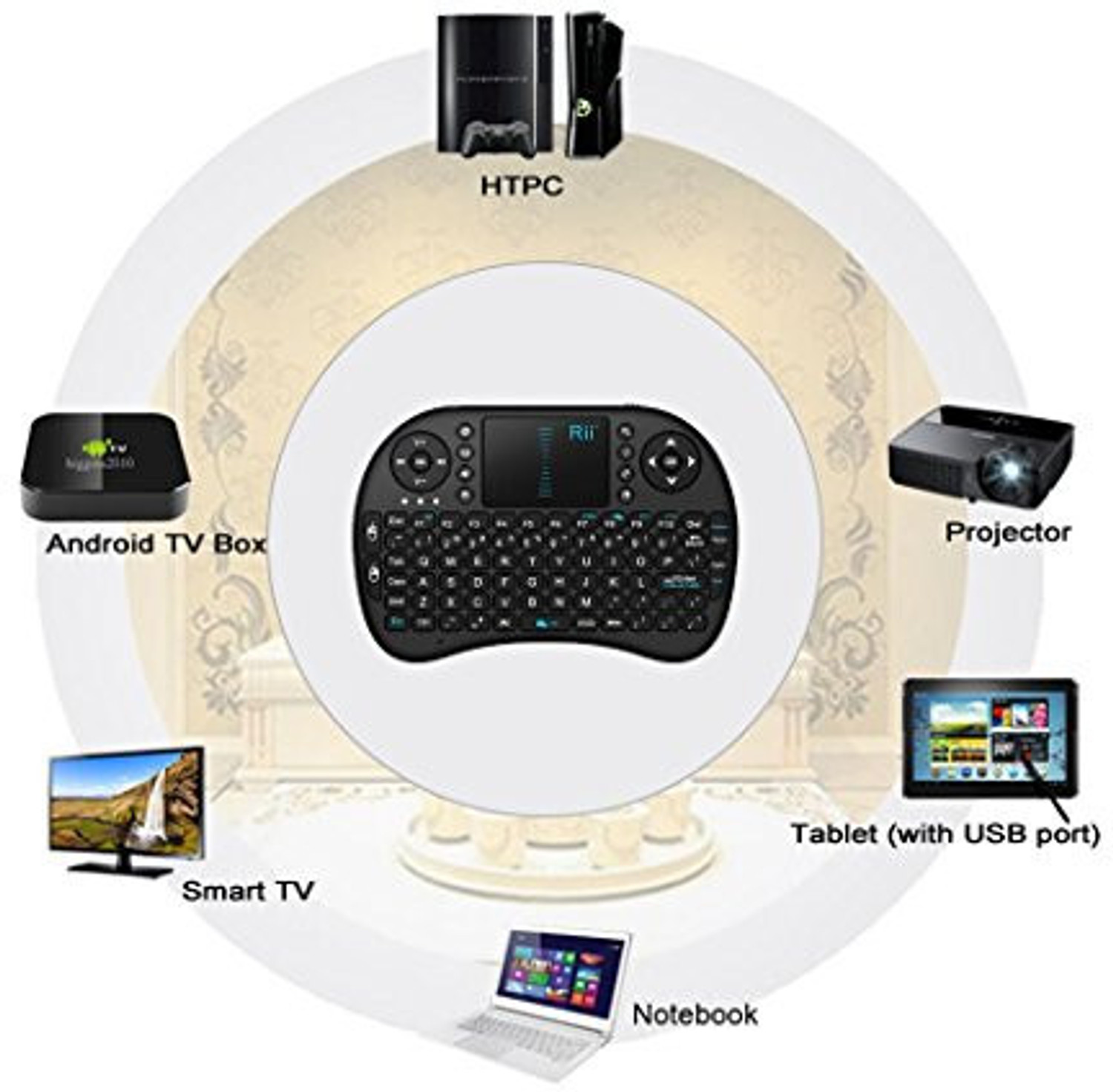Image of Classictopp Mini Wireless Keyboard Touchpad Mouse Combo BK2569 Bluetooth Handheld Gaming Keyboard Compatible with Laptop