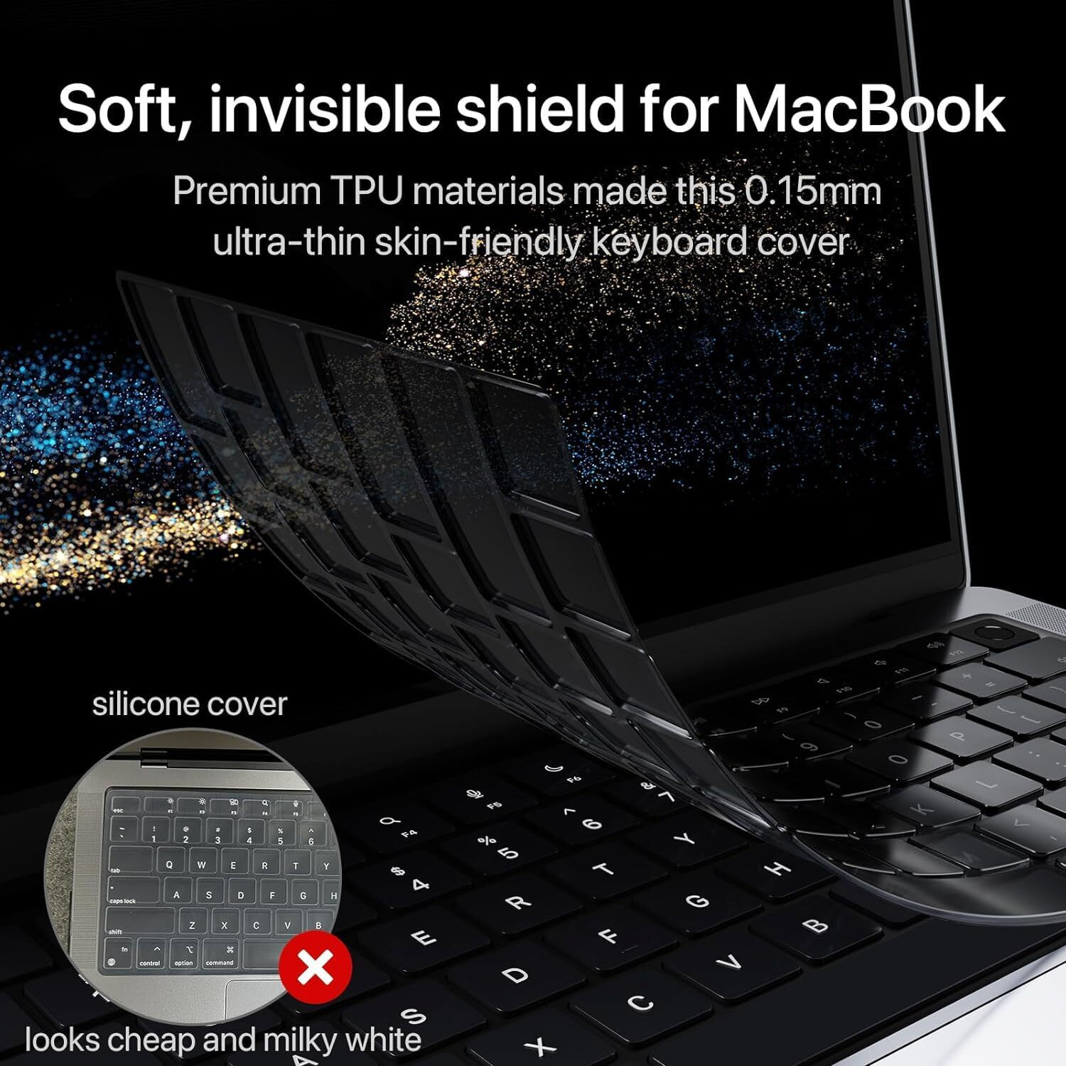 Image of oaky Keyboard Cover for 2025-2021 MacBookAir 13inch M4-M3-M2 Chip [A3240 A3113 A2681] & Macbook 2025-21 M4 M3 M2 Chip [A3241 A3114 A2941] Keyboard Skin