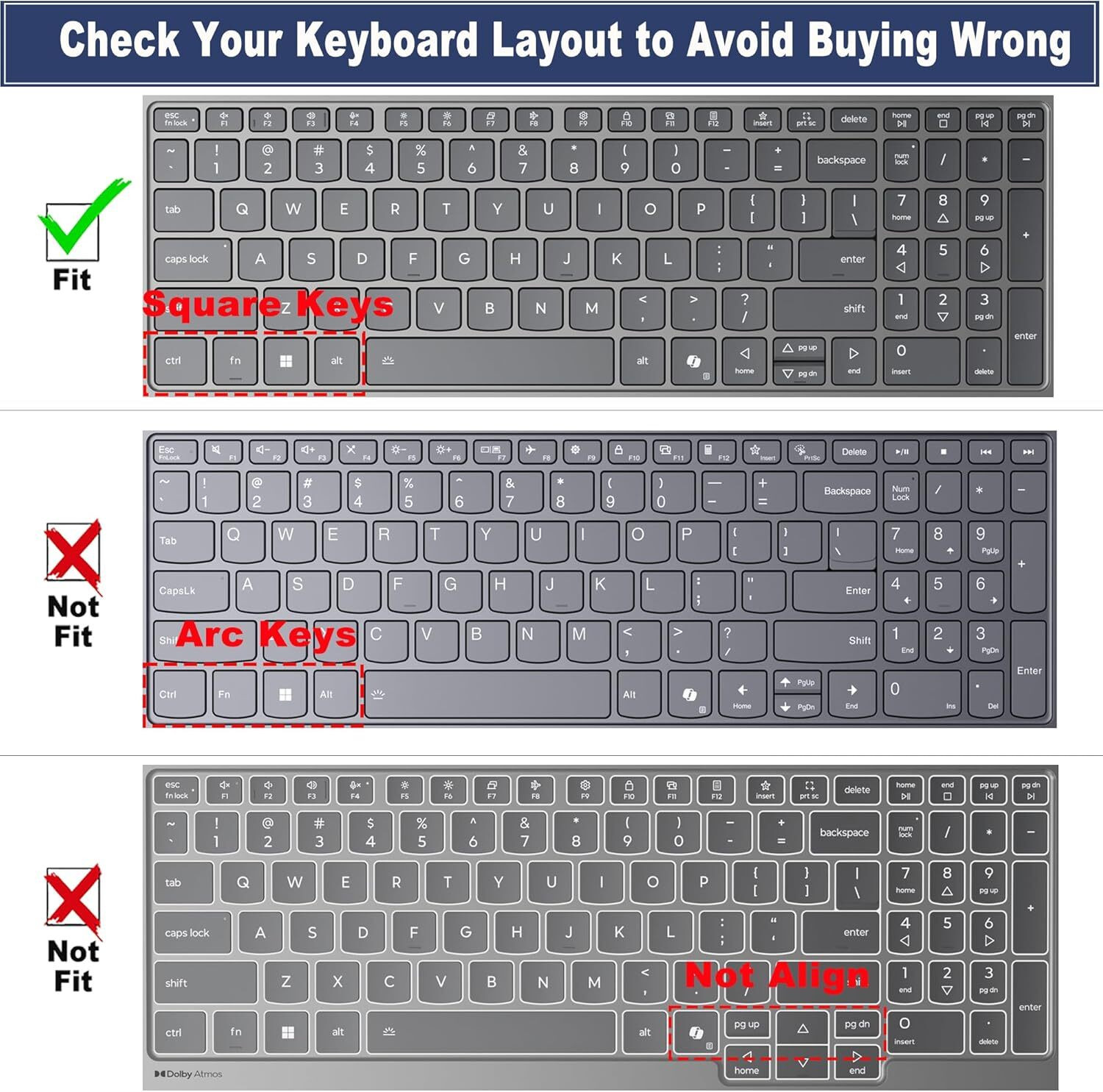 Image of RAYA Silicone Keyboard Cover for Ideapad Slim 3 /3i Gen10 and Ideapad Slim 5 /5i Gen10 15inch and 16inch Laptops [ Will NOT FIT for ideapad Pro Models ] Keyboard Skin