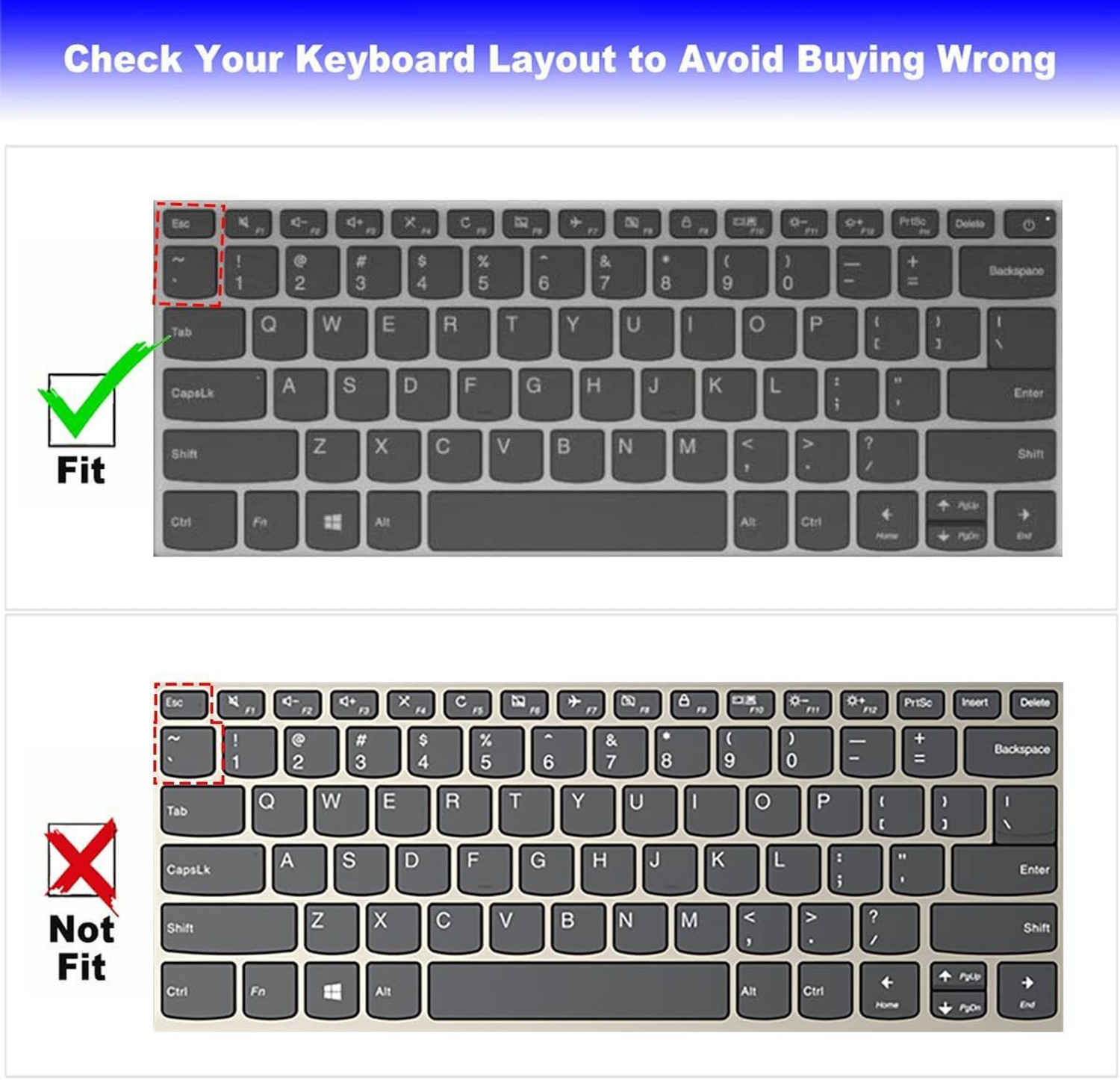 Image of Saco Silicone Keyboard Skin Keyboard Cover for 14 inch Lenovo Ideapad 3 14ADA05 14IGL05 14IIL05 14ARE05 14IML05 14ITL05, Slim1 14ast-05 Keyboard Skin