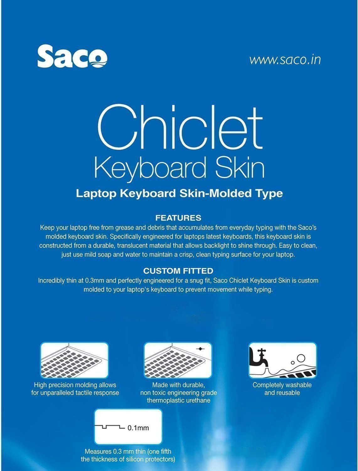Image of Saco Silicone Keyboard Skin Keyboard Cover for 14 inch Lenovo Ideapad 3 14ADA05 14IGL05 14IIL05 14ARE05 14IML05 14ITL05, Slim1 14ast-05 Keyboard Skin