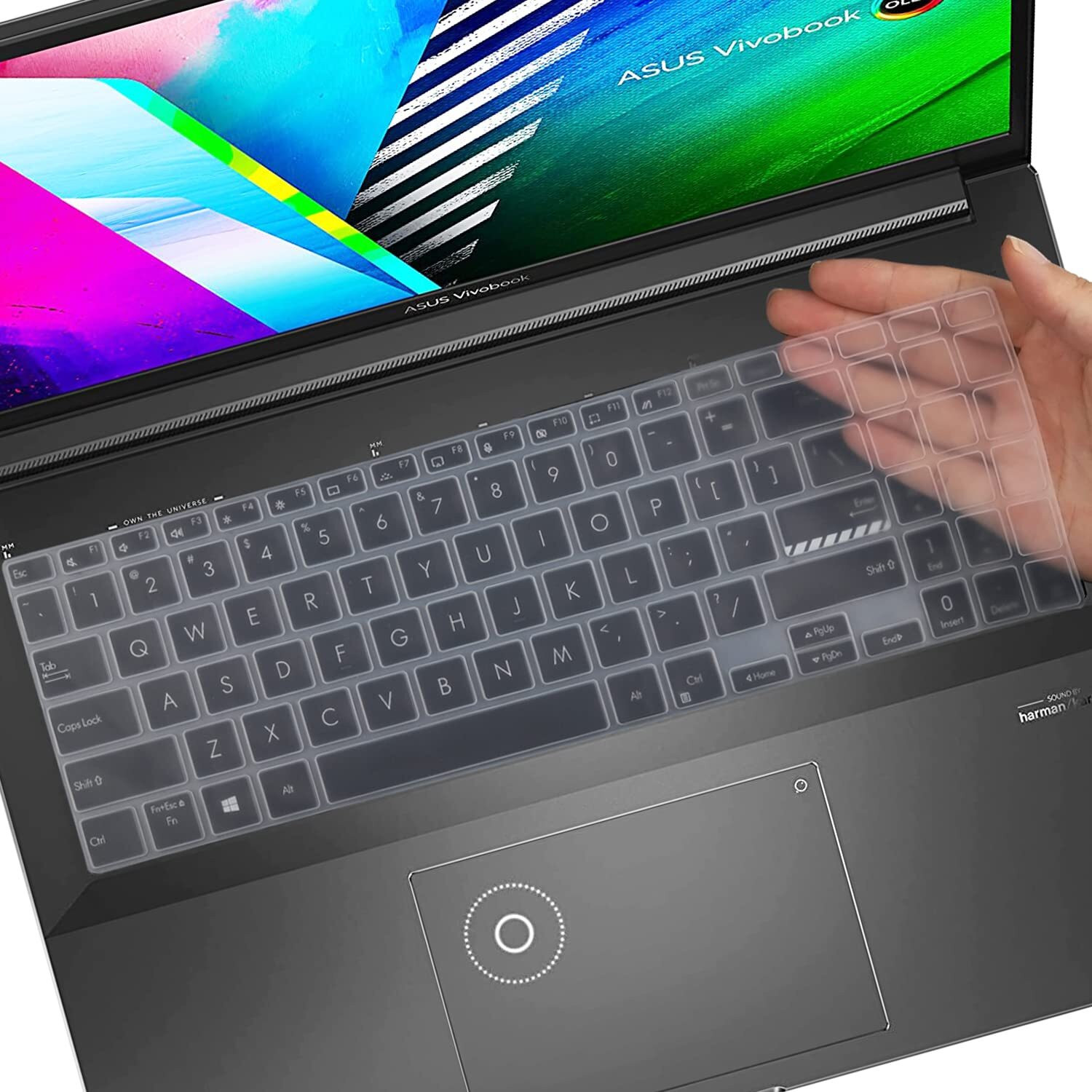 Image of Saco Silicone Keyboard Cover Skin for 16 Inch Laptop 2023 ASUS Vivobook 16 M1605YA-MB521WS MB741WS Thin & Light 16 Inch Laptop Keyboard Skin (Transparent)