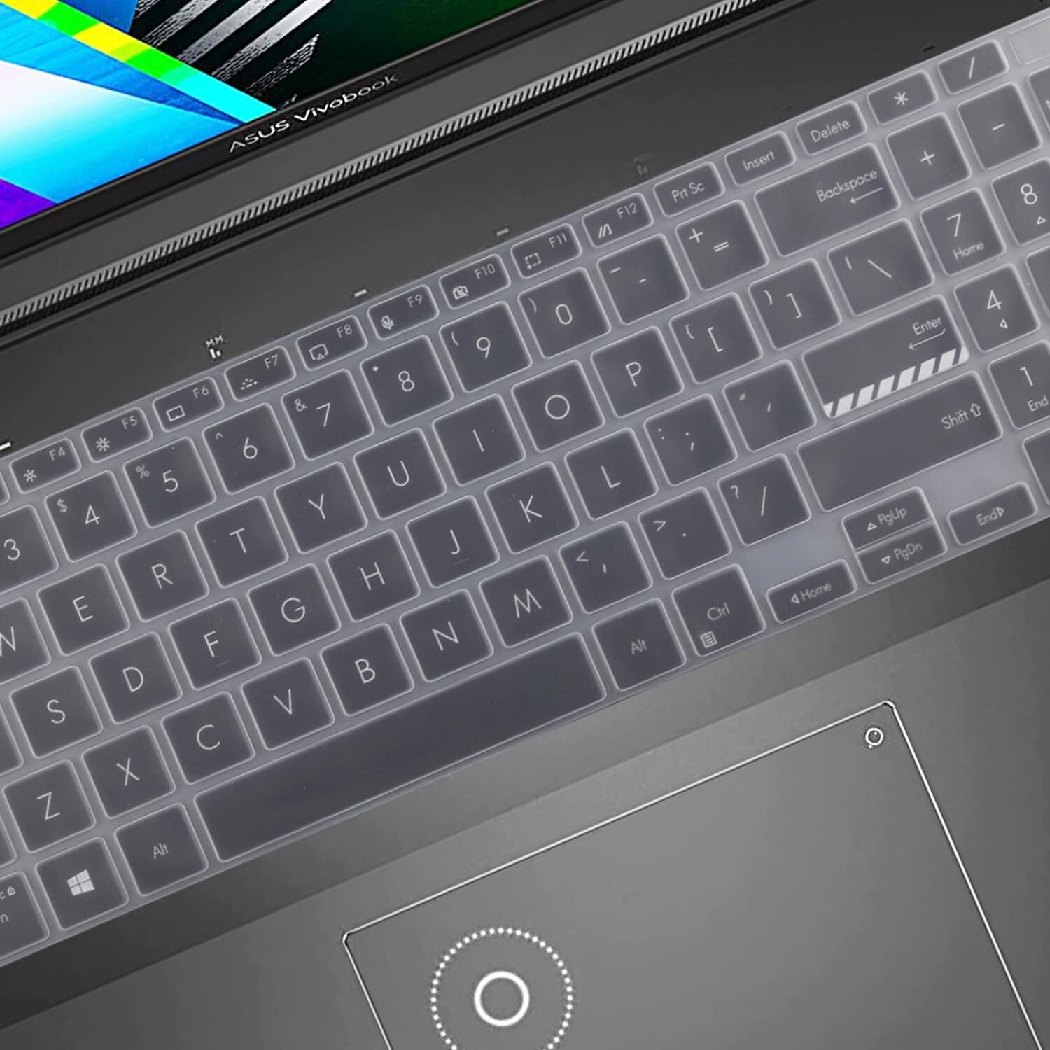 Image of Saco Silicone Keyboard Cover Skin for 16 Inch Laptop 2023 ASUS Vivobook 16 M1605YA-MB521WS MB741WS Thin & Light 16 Inch Laptop Keyboard Skin (Transparent)