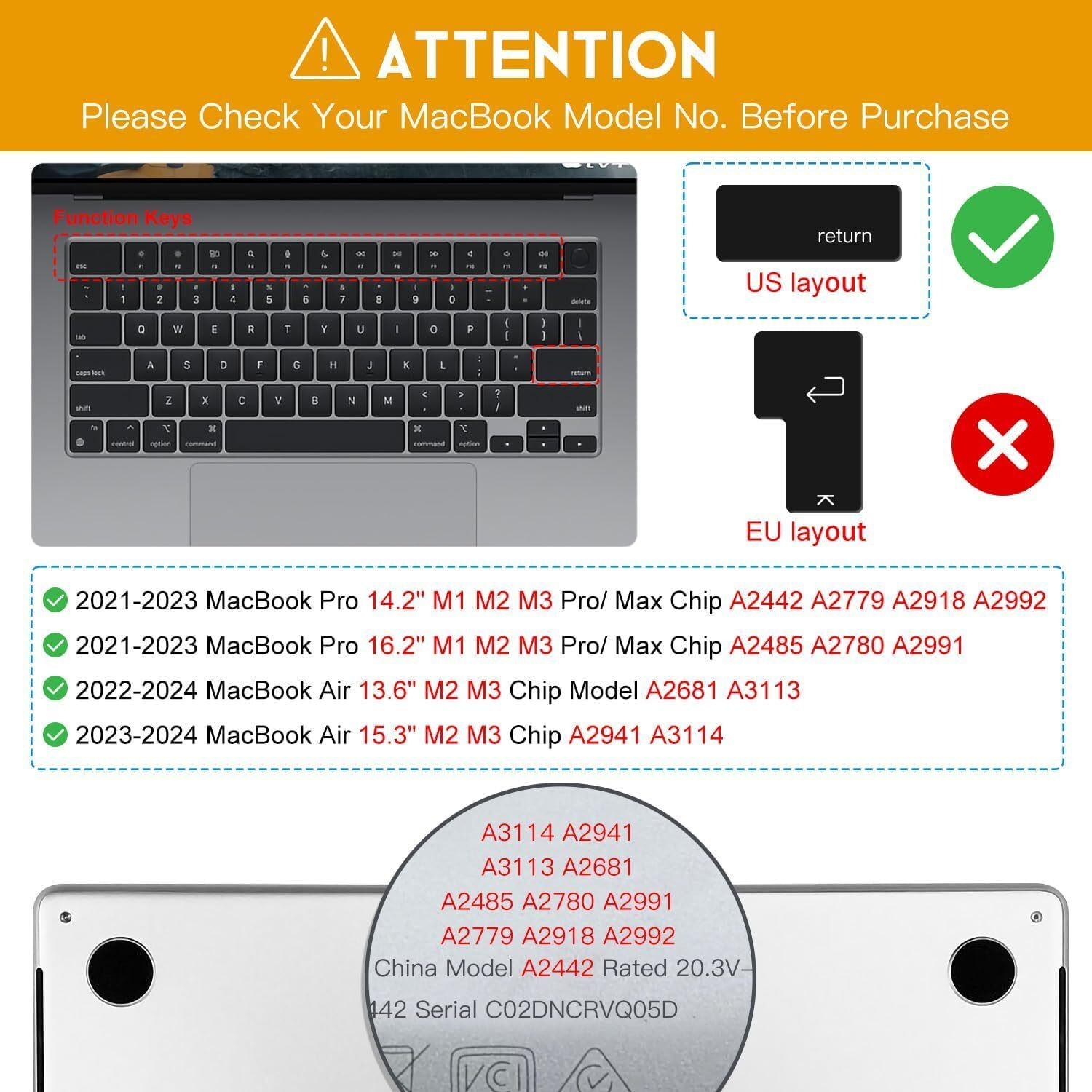Image of oaky Protector for 2021-2024 Release MacBook Air 13.6 inch, MacBook Air 15.3 inch MacBook Air Keyboard Skin
