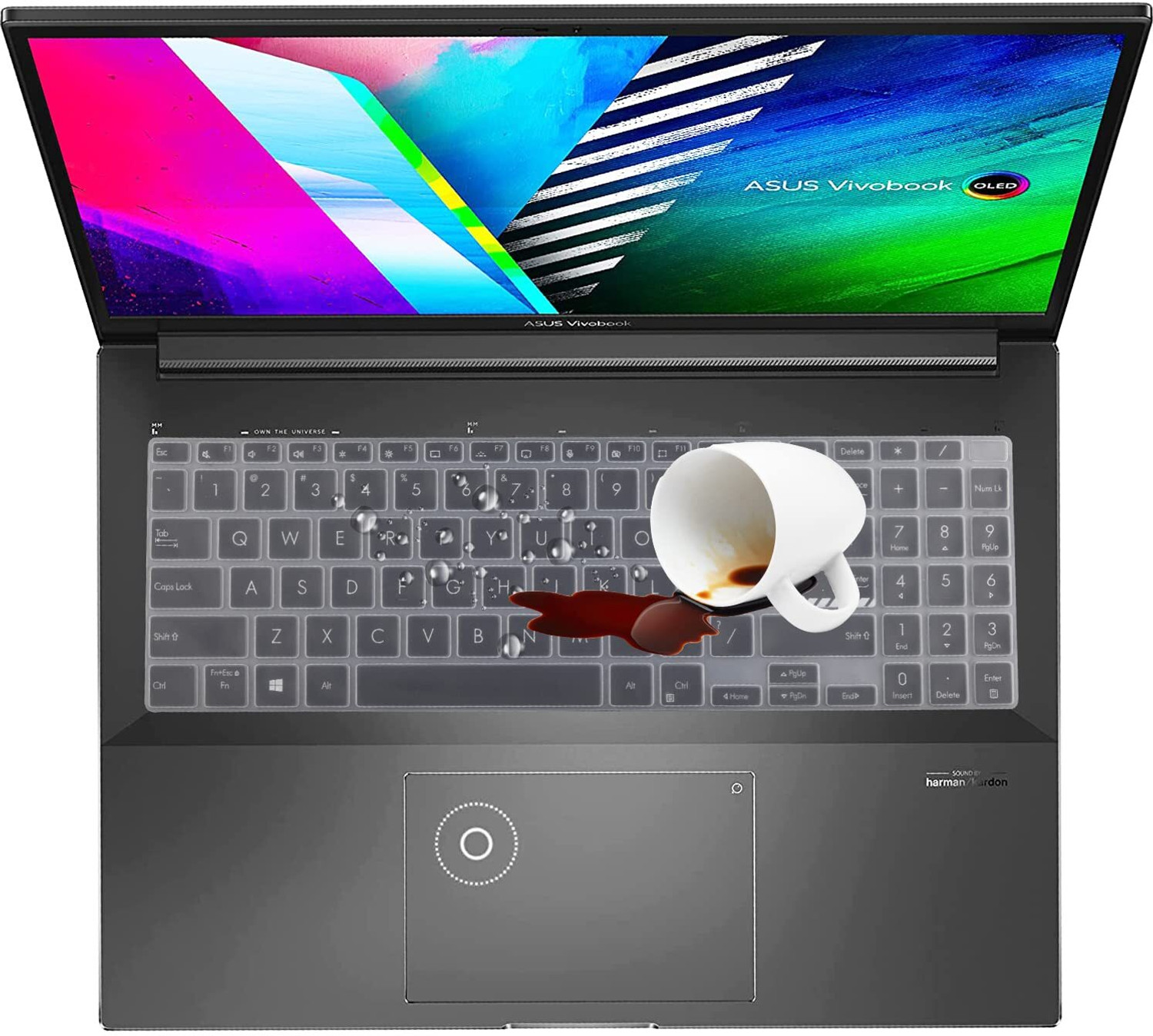 Image of Saco Silicone Keyboard Cover Skin for 16 Inch Laptop 2023 ASUS Vivobook 16 M1605YA-MB521WS MB741WS Thin & Light 16 Inch Laptop Keyboard Skin (Transparent)