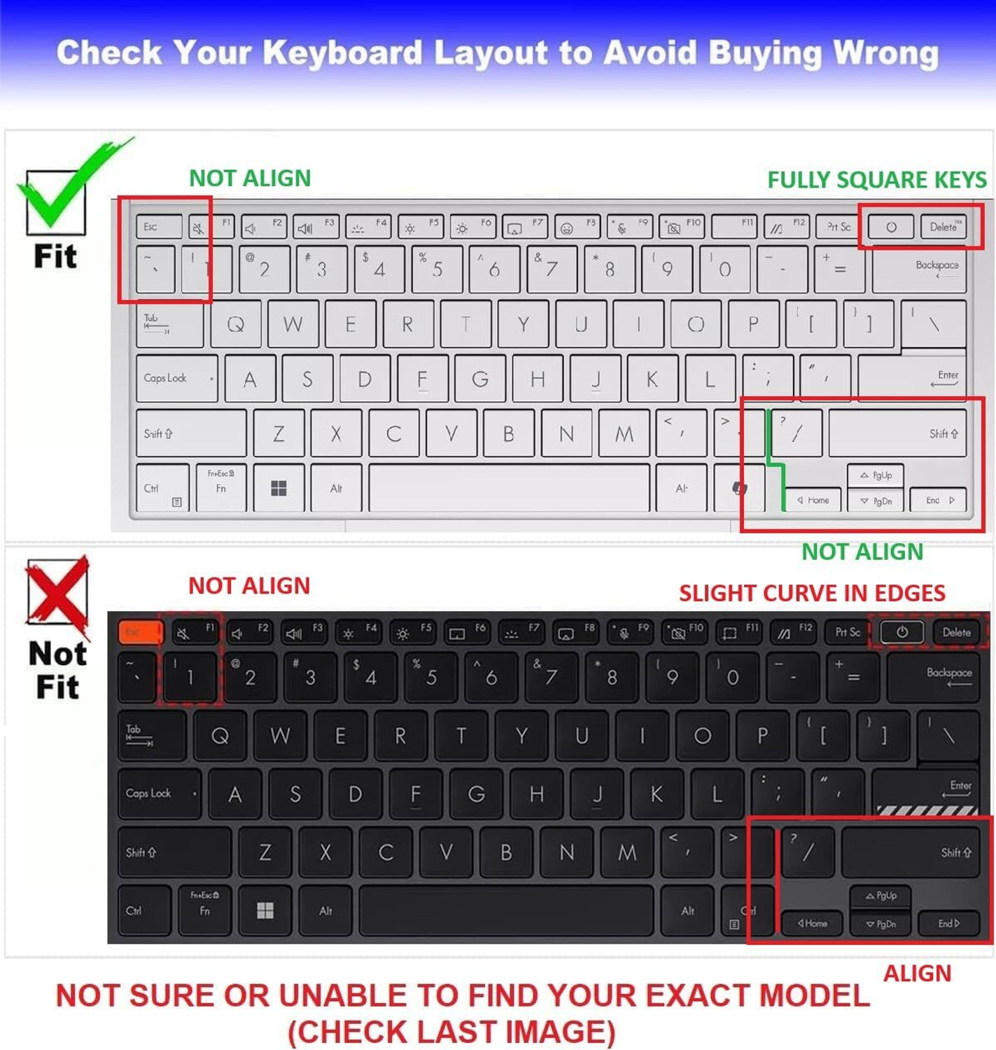 Image of Saco Keyboard Cover for 2025 2024 Asus Zenbook S14 OLED UX5406 14 Inch AI Copilot PC | Asus Zenbook S16 UM5606 16 Inch Copilot PC Keyboard Skin