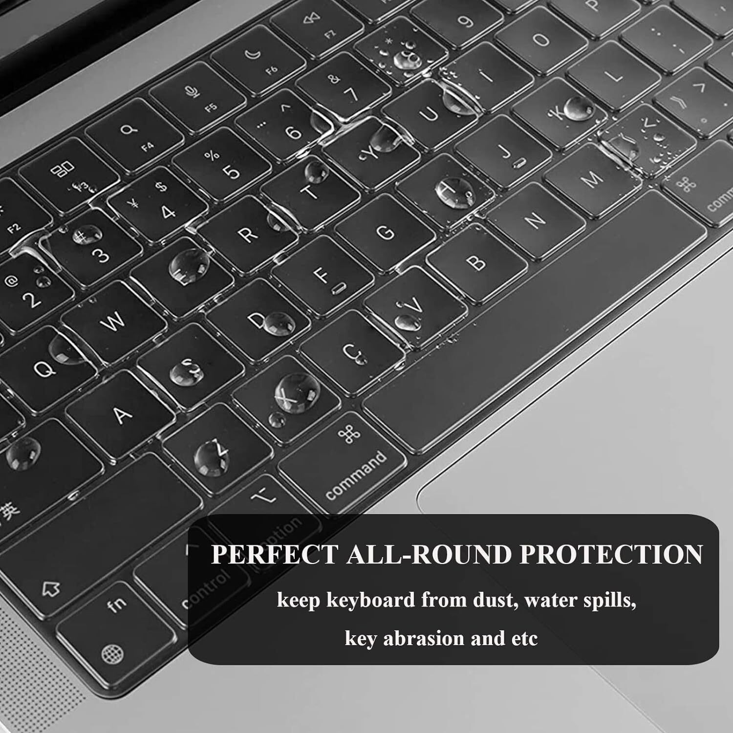 Image of Saco Silicone Keyboard Cover Compatible with MacBook Air 15 M3 A3114 M2 A2941 / Air 13.6 M3 A3113 /Pro 14 M3 M2 M1 A2918 A2992 A2779 /Pro 16 M3 M2 M1 A2991 A2780 Keyboard Skin