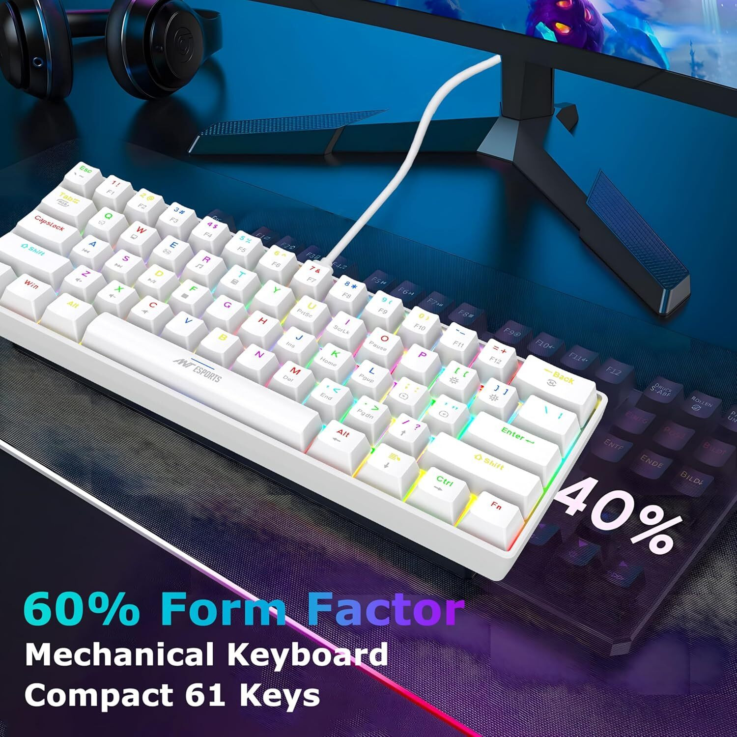 Image of Ant Esports MK1300 V2 Wired USB Standard Gaming Keyboard Compatible with Desktop, Laptop, Tablet, Mac