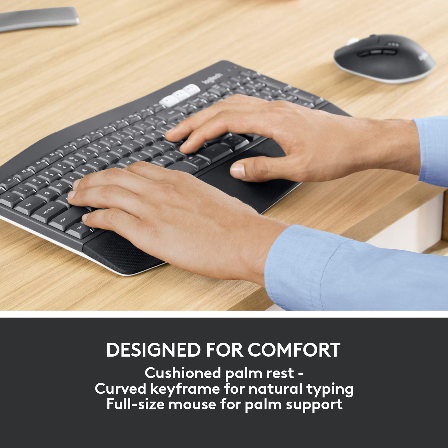 Image of Logitech MK850 Multi-Device Wireless Keyboard and Mouse Set, 2.4GHz Wireless & Bluetooth Bluetooth, Smart Connector, Wireless Handheld Laptop Keyboard Compatible with Desktop, Laptop, Mac Curved Keyframe , 12 Programmable Keys, 3-Year Battery Life, PC /Mac