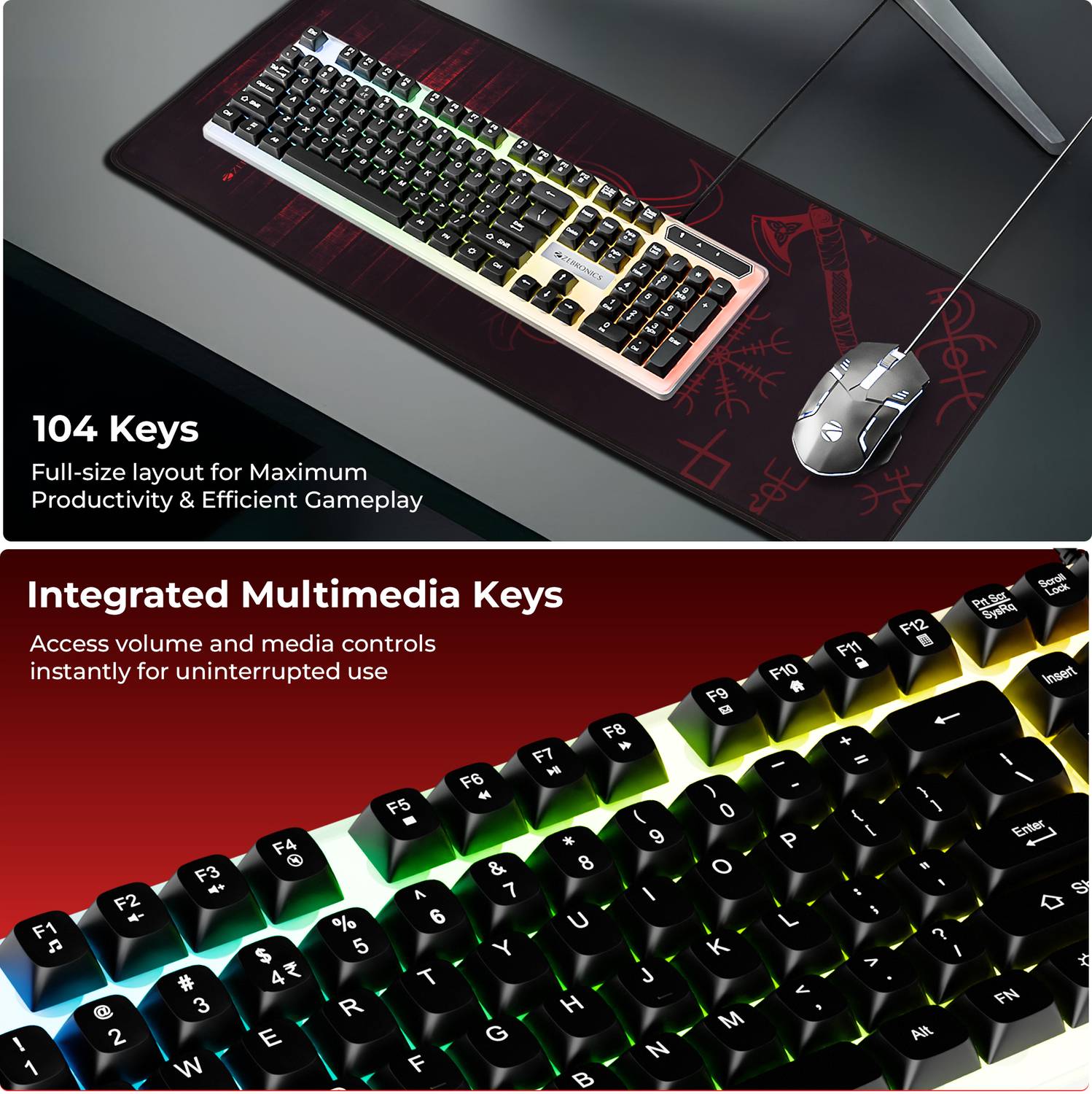 ZEBRONICS Zeb-KKB 4 White+Black Gaming Keyboard - Image 5