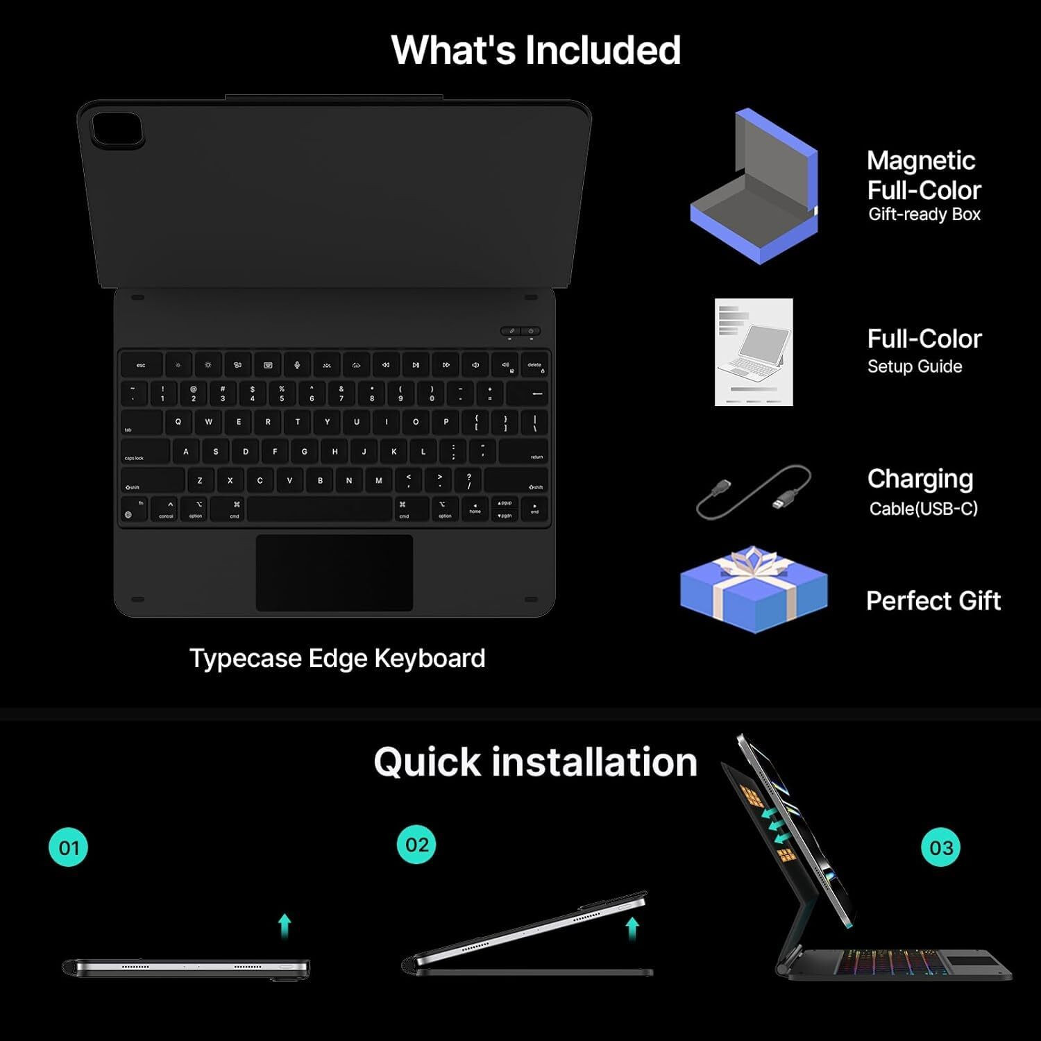 Image of Typecase Edge Magic Style for iPad Pro 13 (M5-2025 & M4-2024) Bluetooth Standard Tablet Keyboard Compatible with iPad