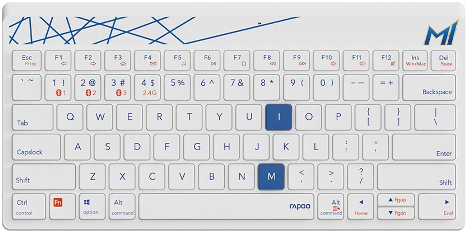 Image of RAPOO 8000M MI White Bluetooth Tenkeyless Multi-device Keyboard Compatible with Desktop, Laptop, Mac