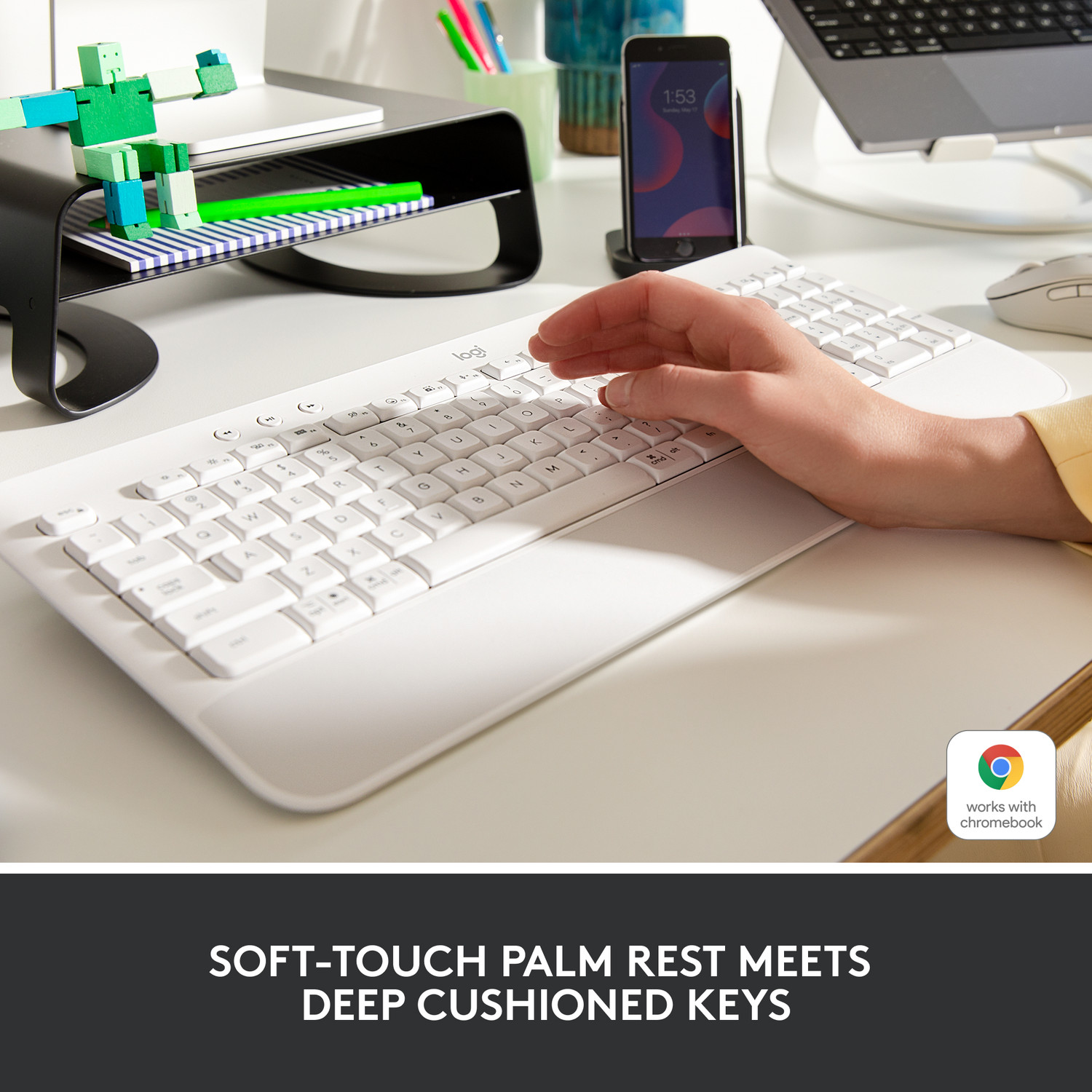 Image of Logitech Signature K650 Bluetooth Standard Desktop Keyboard Compatible with Desktop, Laptop, Mac Easy to Use,Plug and Play,Quick, Comfy Durable body