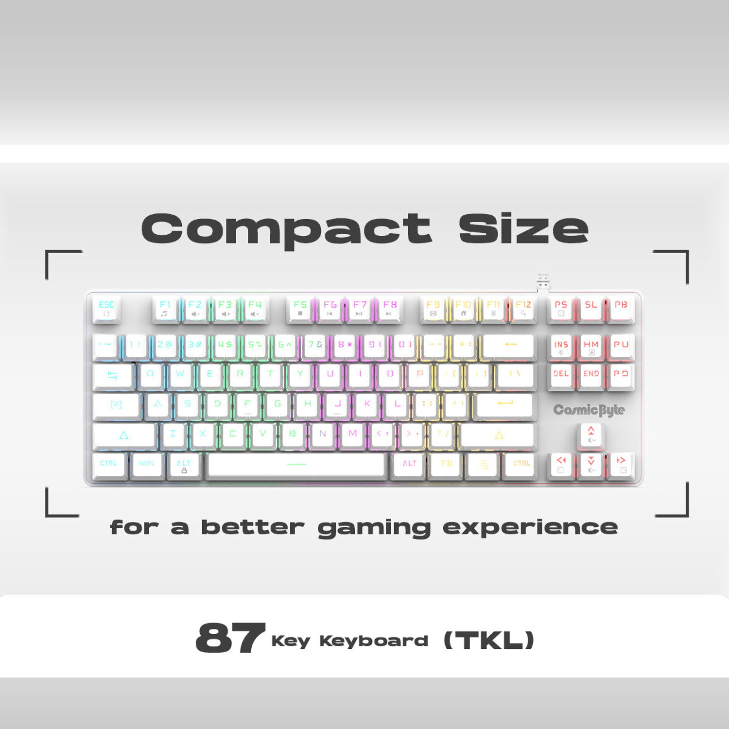 Image of Cosmic Byte CB-GK-37 Firefly Mechanical Swappable Outemu Red Switch Per Key RGB Wired USB Standard Gaming Keyboard Compatible with Desktop, Laptop, Mac