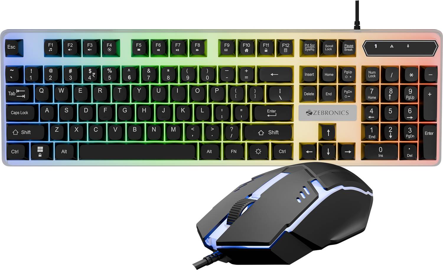 ZEBRONICS Zeb-KKB 4 White+Black Gaming Keyboard - Image 1