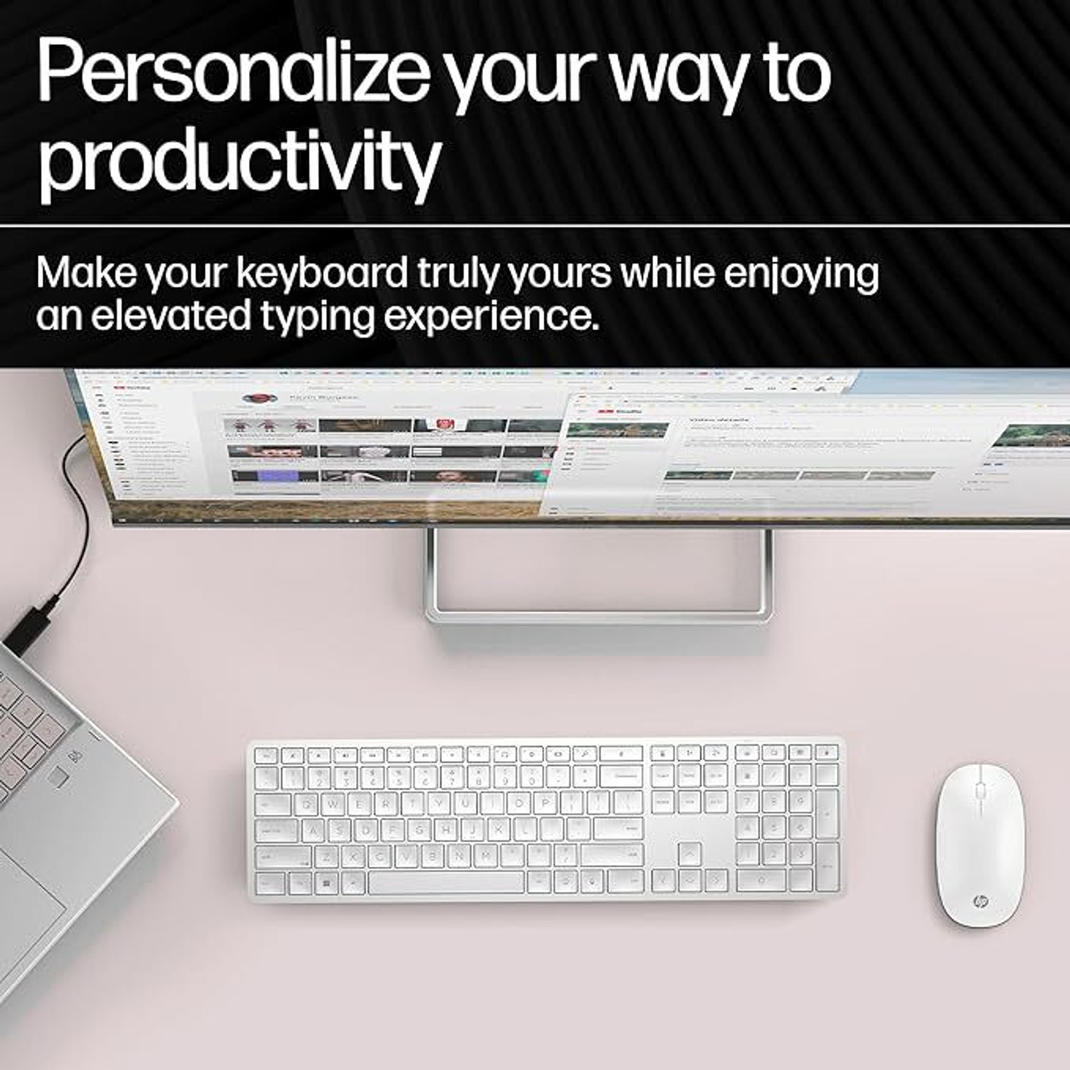 Image of HP 970 Programmable Wireless Standard Desktop Keyboard Compatible with Desktop, Laptop, Mac
