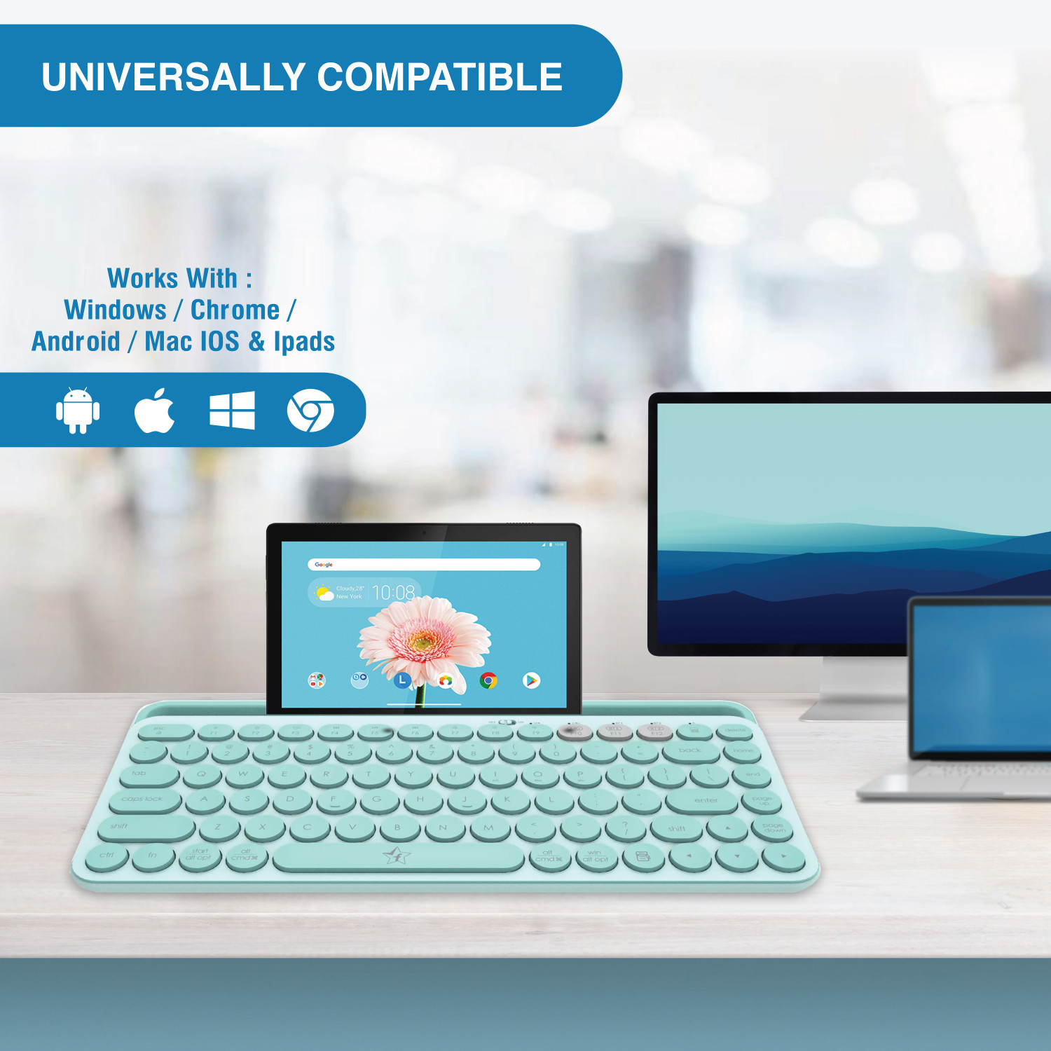 Image of Flipkart SmartBuy K931T Bluetooth, Wireless Handheld Multi-device Keyboard Compatible with Desktop, Laptop, Mac