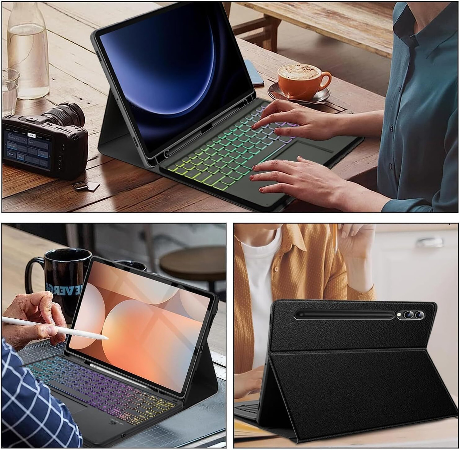 Image of Typecase Keyboard Case for Samsung S10+, S9+ & S9 FE+ (12.4 inch) , 7-Color Backlit,Trackpad Bluetooth Standard Tablet Keyboard Compatible with Tablet