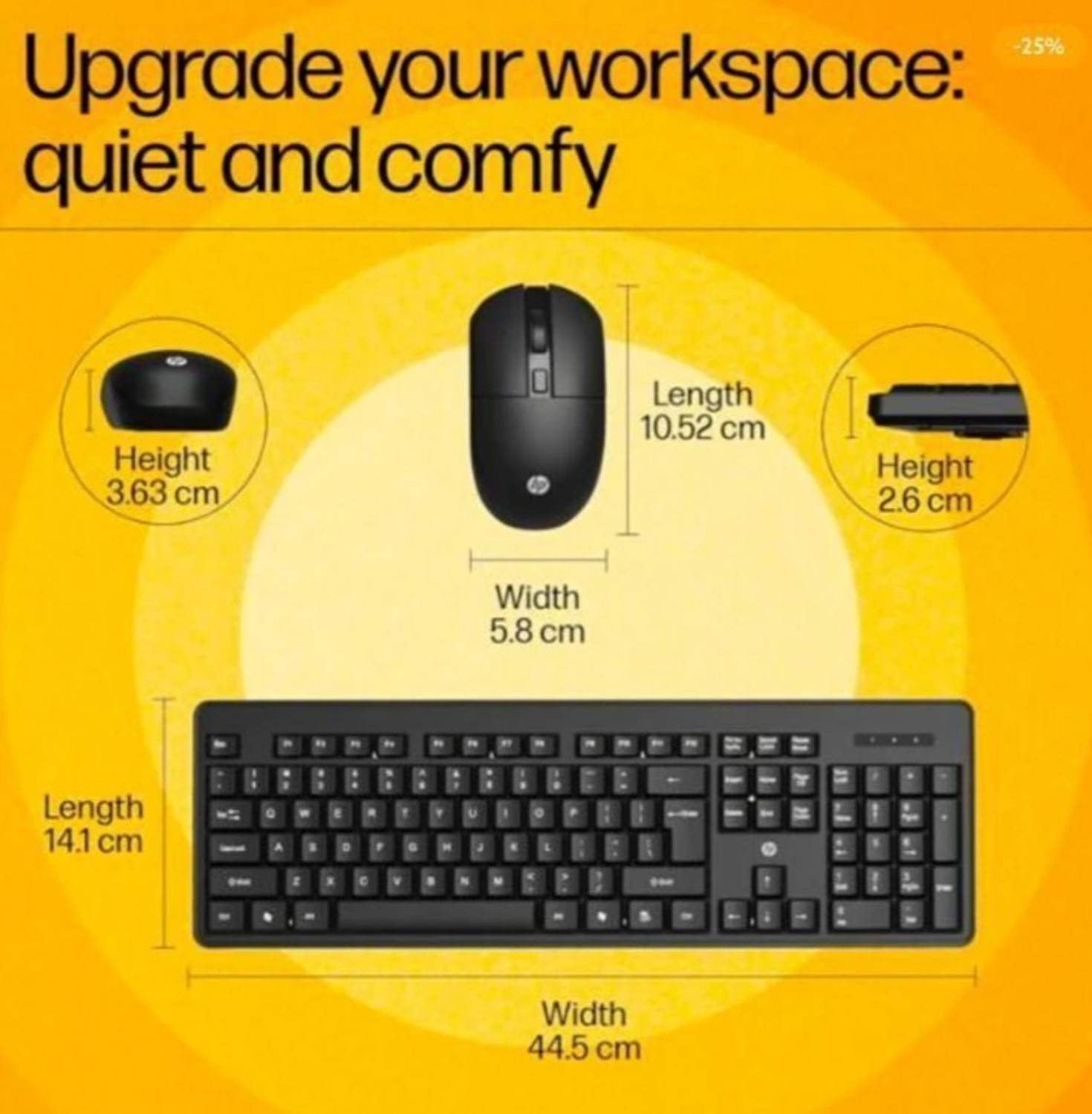 Image of HP KM260 Wireless Mouse and Keyboard Combo Wireless Standard Desktop Keyboard Compatible with Desktop, Laptop, Mac