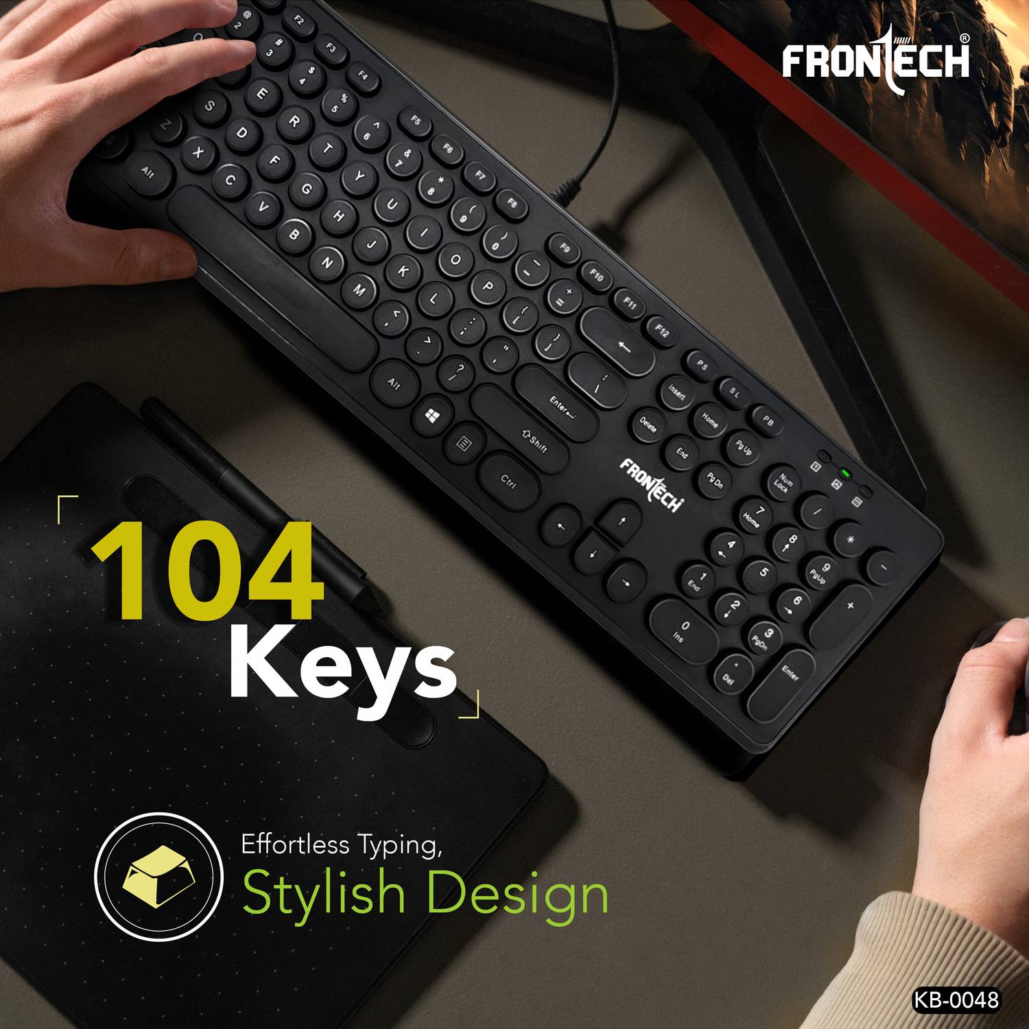 Frontech Wired Keyboard + Mouse Combo | 104 Keys | USB Plug & Play