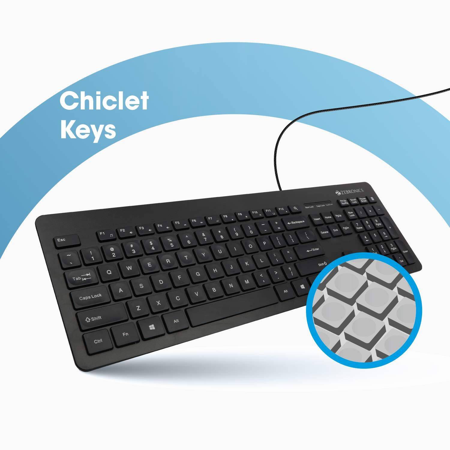 ZEBRONICS ZEB-K4000M USB Wired Keyboard with 107 Keys, Silent
