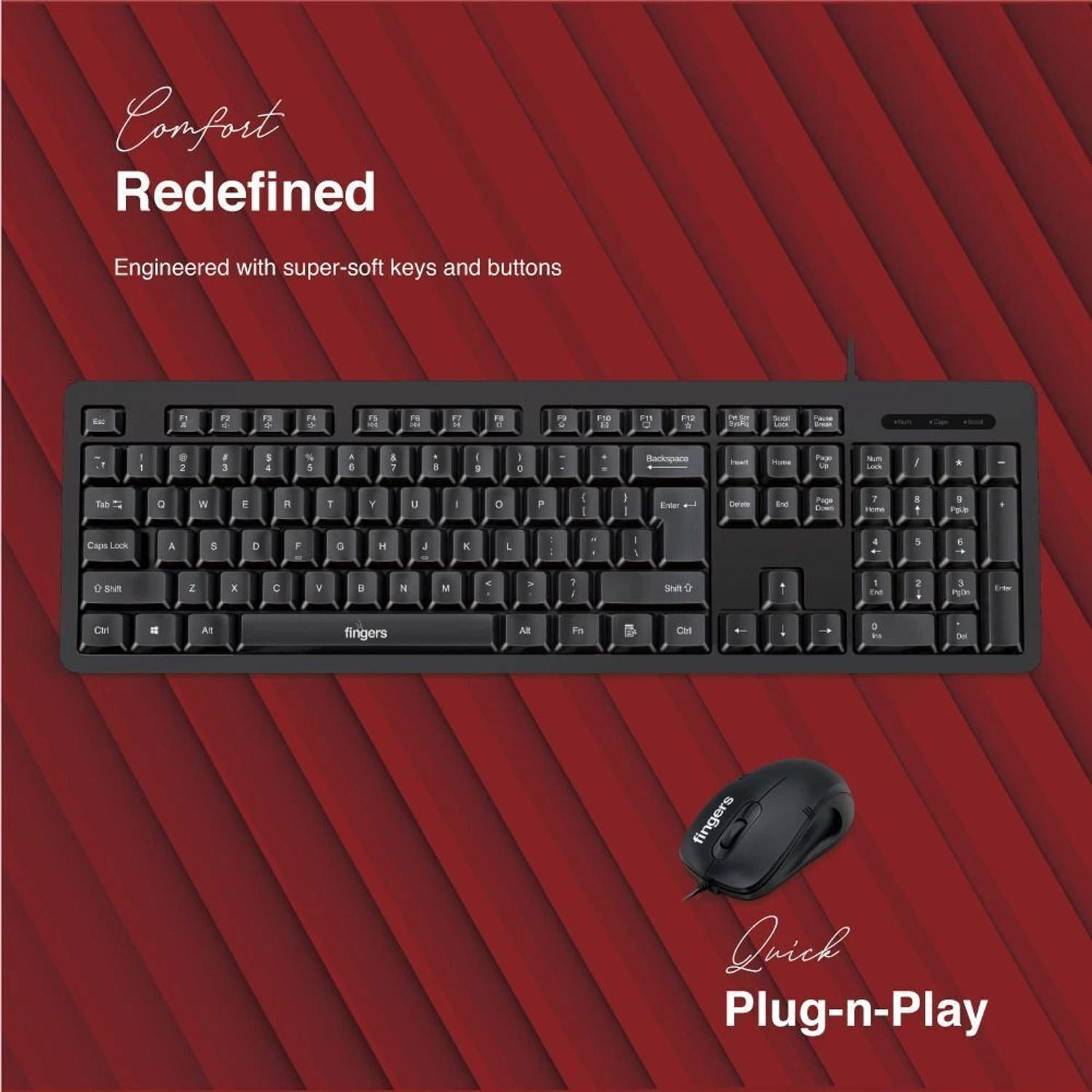 Image of FINGERS Marvel Combo With Mouse Wired USB Standard Desktop Keyboard Compatible with Desktop, Laptop, Tablet, iPad, Mac multimedia keys,Marvel Combo With Mouse