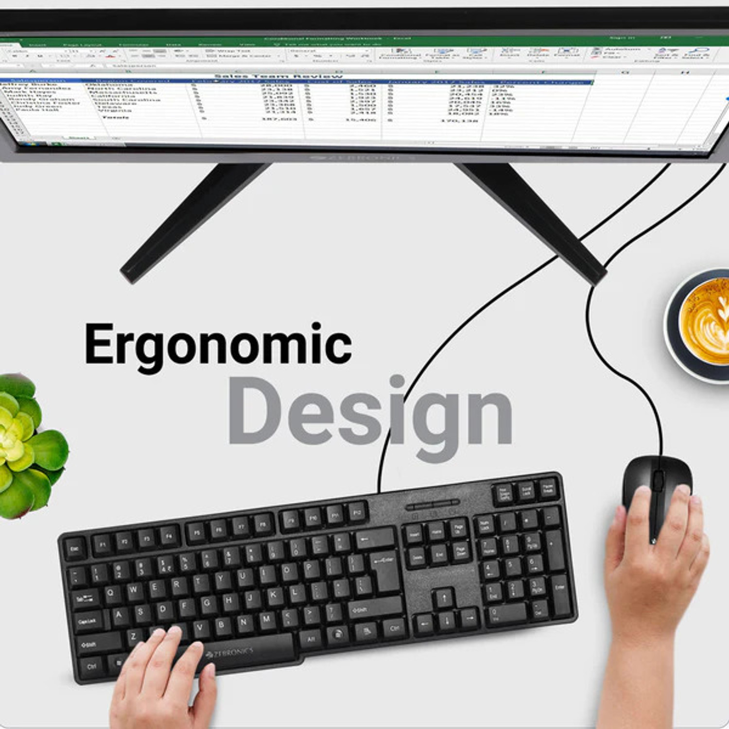Image of ZEBRONICS Zeb Judwaa 850 Keyboard And Mouse Wired USB Standard Desktop Keyboard Compatible with Desktop, Laptop, Mac