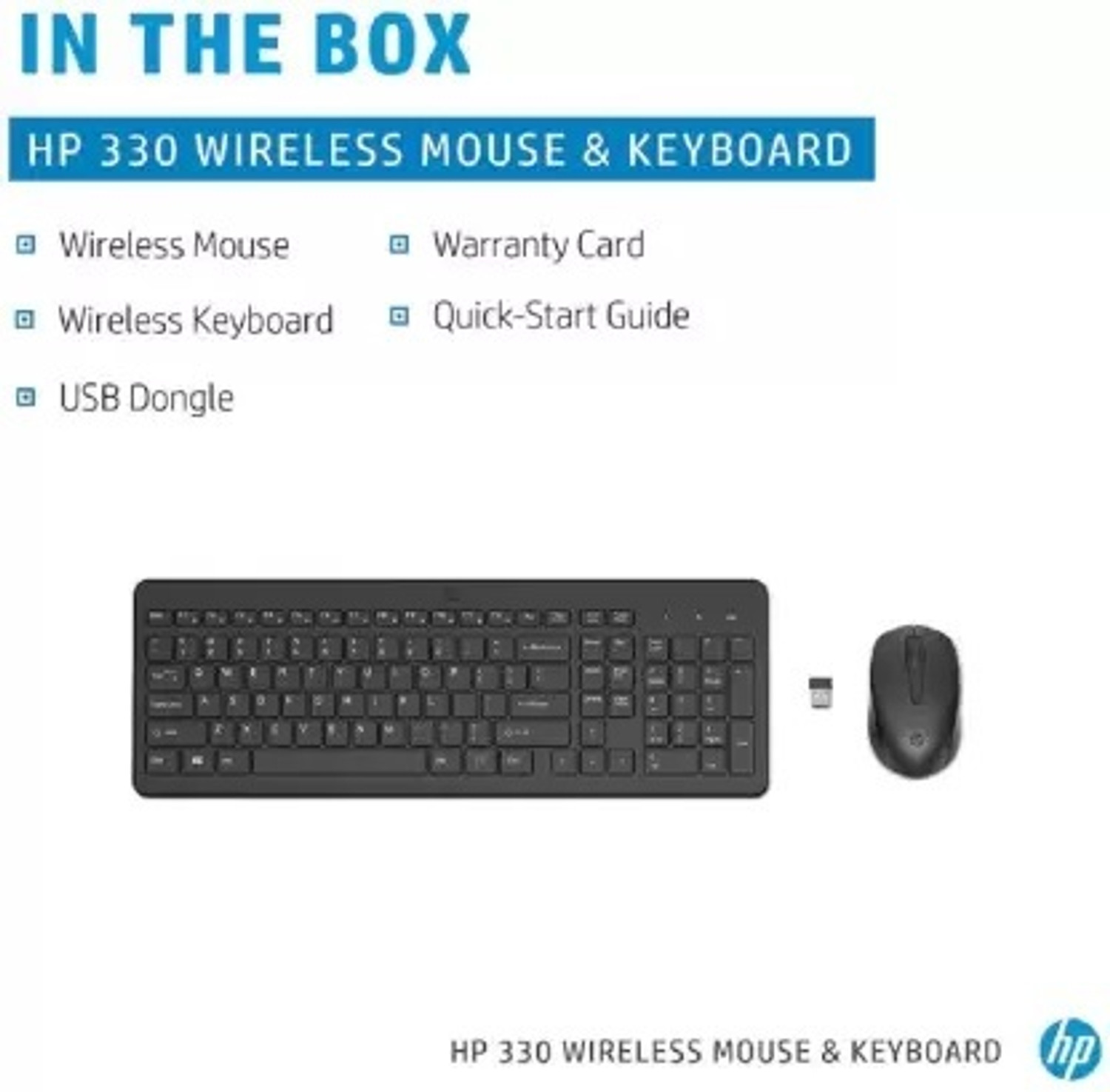 Image of HP 330 Mouse & Keyboard Combo Wireless Standard Desktop Keyboard Compatible with Desktop, Laptop, Mac Numeric Keypad /2.4GHz Wireless Connection /1600 DPI /USB Receiver /LED Indicators