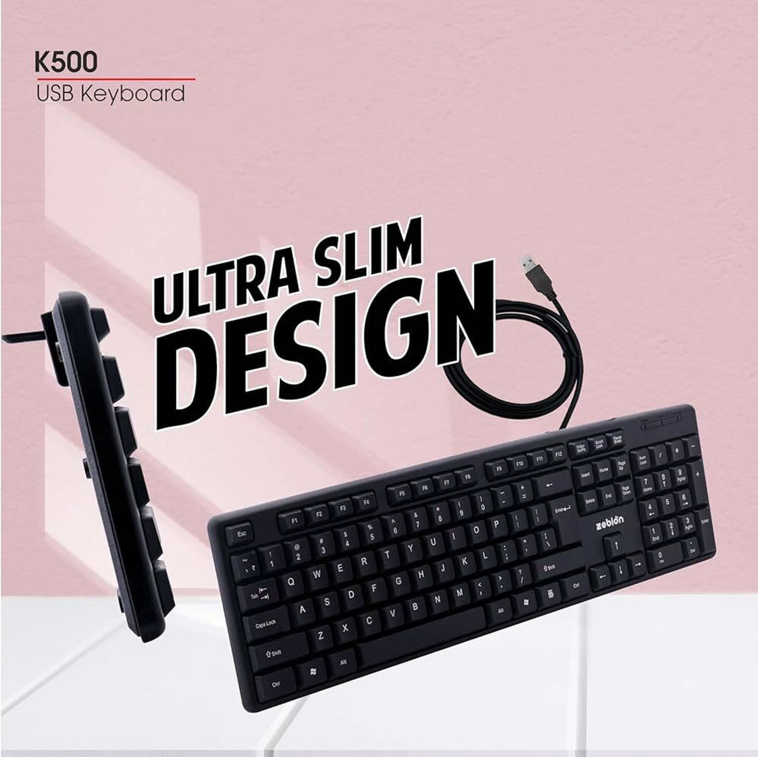 Image of zebion k500 usb keyboard K500 Wired USB Standard Desktop Keyboard Compatible with Desktop