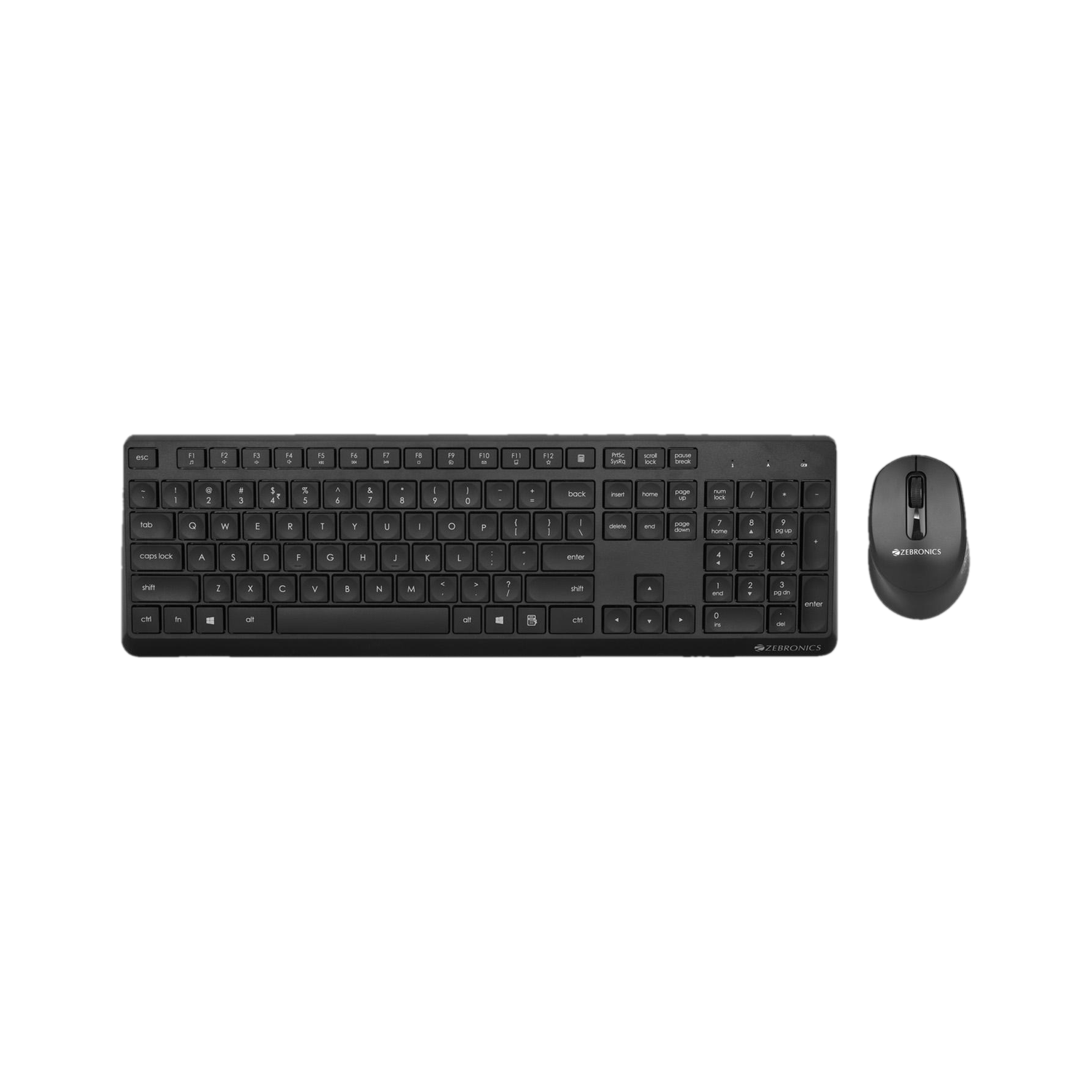 ZEBRONICS Zeb Companion 200 Wireless Combo with Silent Operation Mouse, Power Saving Mode Wireless Standard Desktop Keyboard Compatible with Desktop, Laptop, Mac 1600 DPI, Integrated Multimedia, ON/Off, 2.4GHz Nano Receiver & Plug Play Usage
