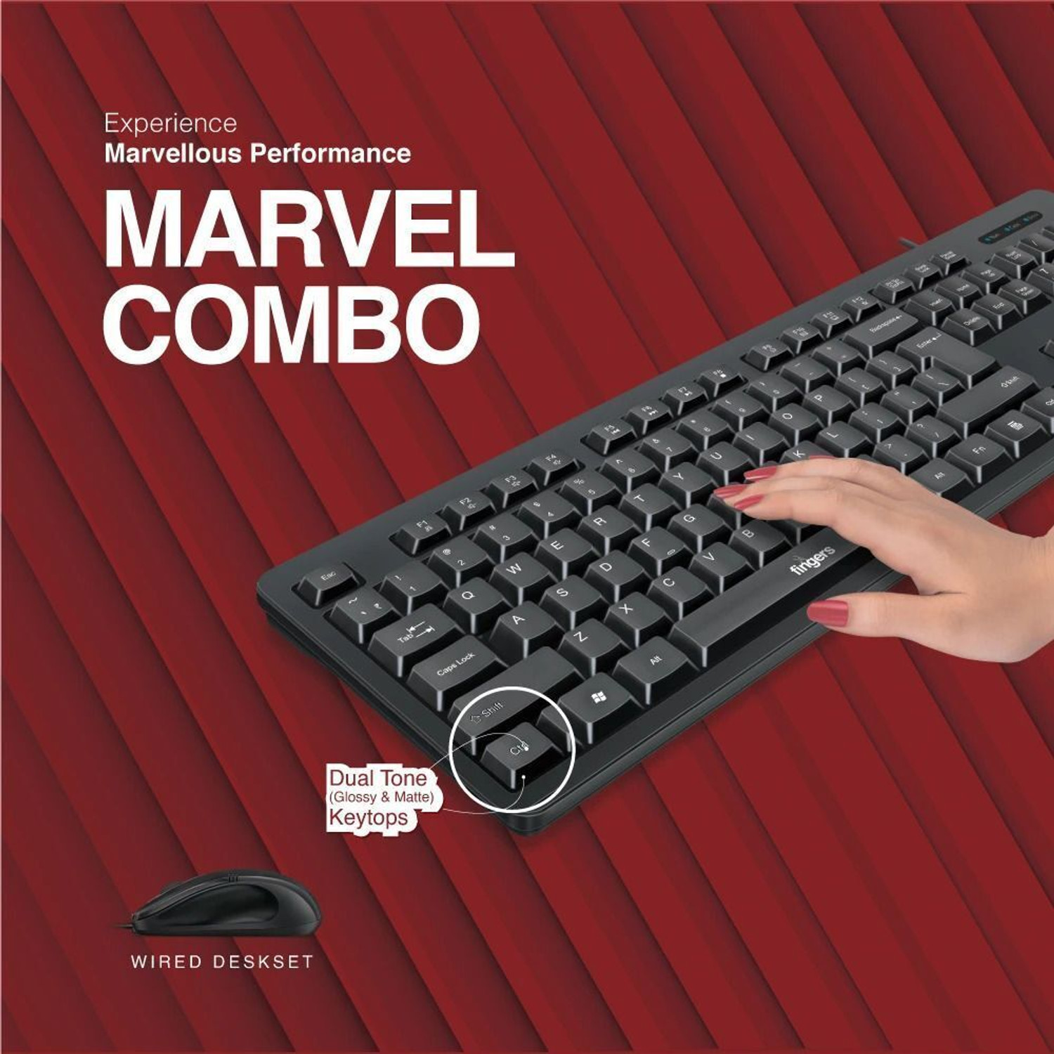 Image of FINGERS Marvel Combo With Mouse Wired USB Standard Desktop Keyboard Compatible with Desktop, Laptop, Tablet, iPad, Mac multimedia keys,Marvel Combo With Mouse