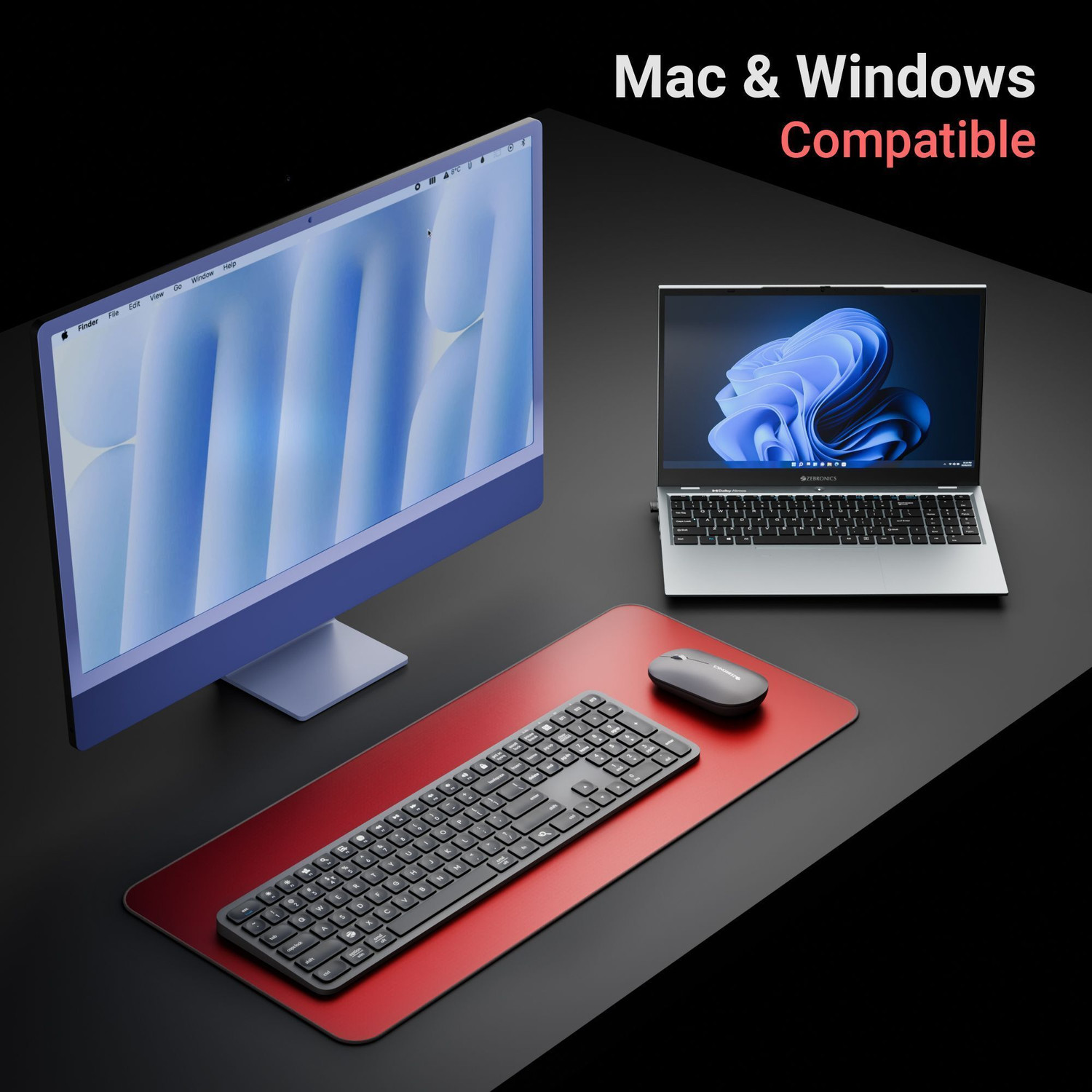 Image of ZEBRONICS Zeb-EWK 2 [Zeb-Companion 5002] Bluetooth Standard Desktop Keyboard Compatible with Desktop, iPad, Laptop, Mac, Tablet
