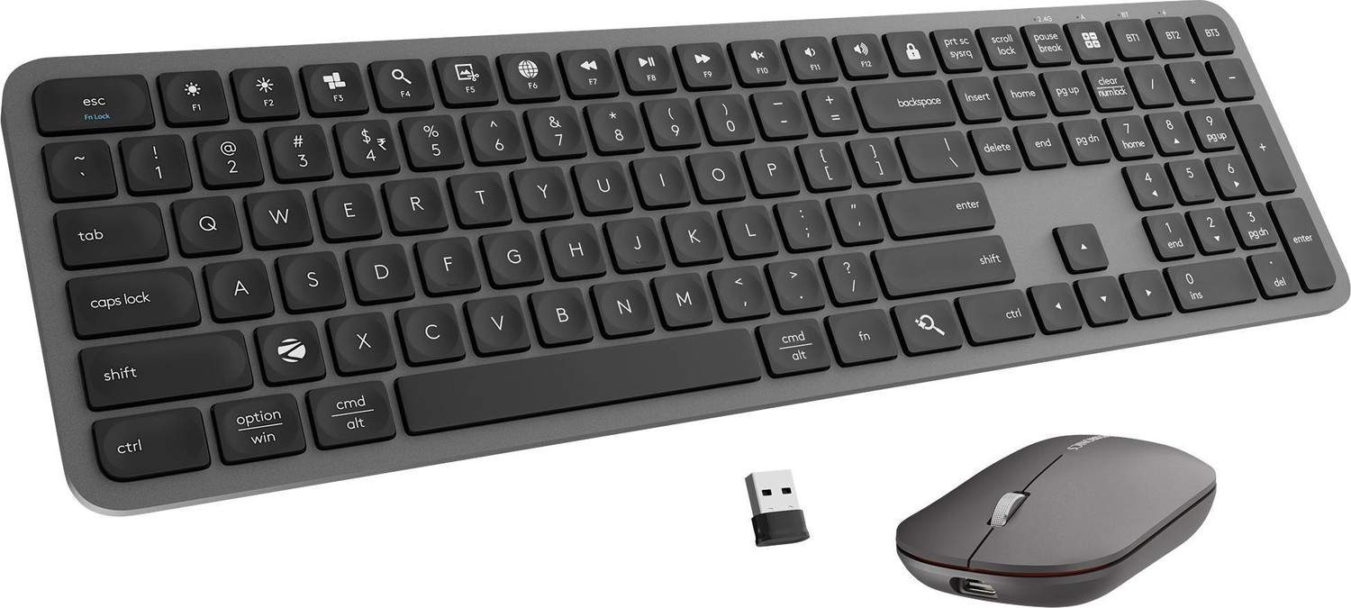 Image of ZEBRONICS Zeb-EWK 2 [Zeb-Companion 5002] Bluetooth Standard Desktop Keyboard Compatible with Desktop, iPad, Laptop, Mac, Tablet