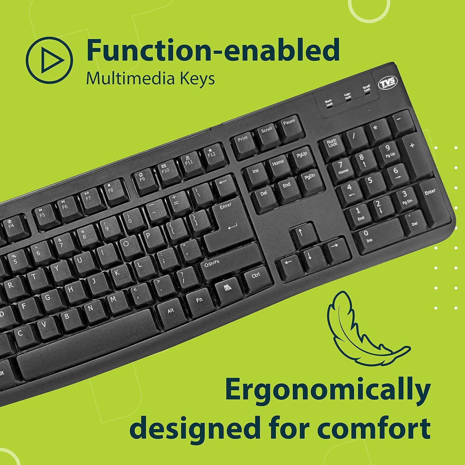 Image of TVS Champ Plus keyboard with laser etched keys and LED indicators Wired USB Standard Desktop Keyboard Compatible with Desktop, Laptop