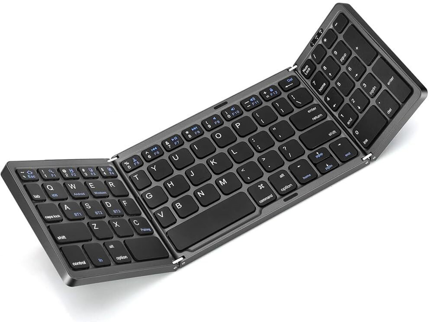Image of Tobo Foldable Bluetooth Keyboard with Numpad, Wireless Tri-Fold Keyboard TD-B089 PS2 Handheld Desktop Keyboard Compatible with Desktop, Laptop, Mac, Tablet, iPad