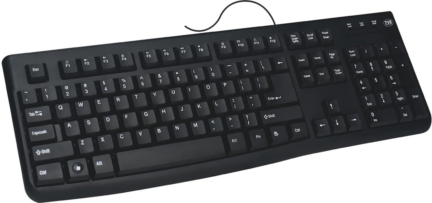 Image of TVS Champ Plus keyboard with laser etched keys and LED indicators Wired USB Standard Desktop Keyboard Compatible with Desktop, Laptop