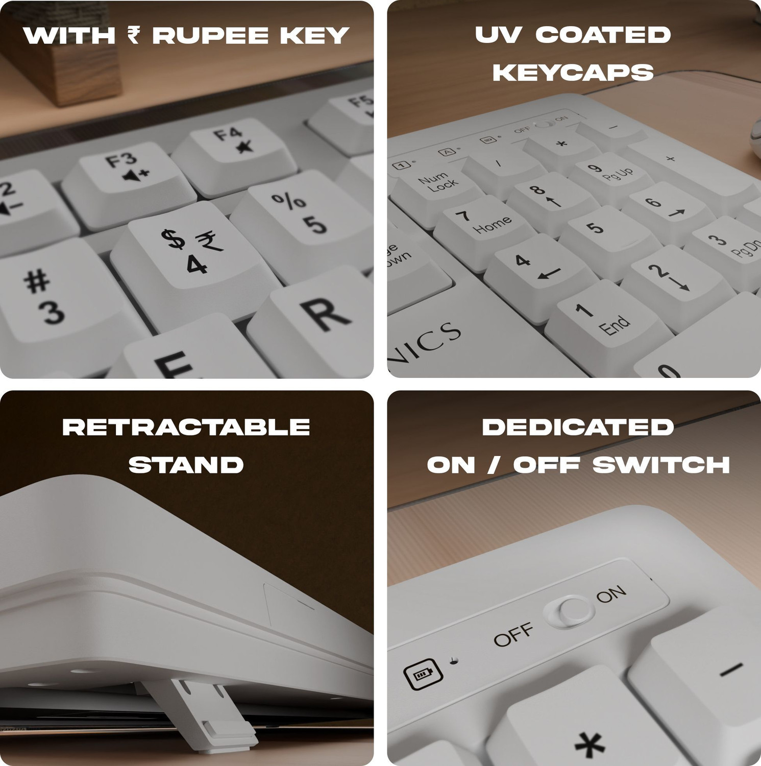 Image of ZEBRONICS Zeb-Companion 116 (White) Wireless Standard Desktop Keyboard Compatible with Desktop, iPad, Laptop, Mac, Tablet