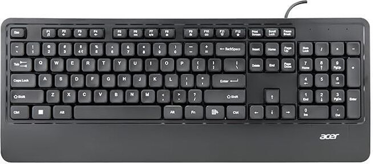 Image of Acer Wired Keyboard with Palm Rest |Co-Pilot Shortcut Key | Rupee ₹ Symbol Wired USB Standard Desktop Keyboard Compatible with Laptop, Desktop