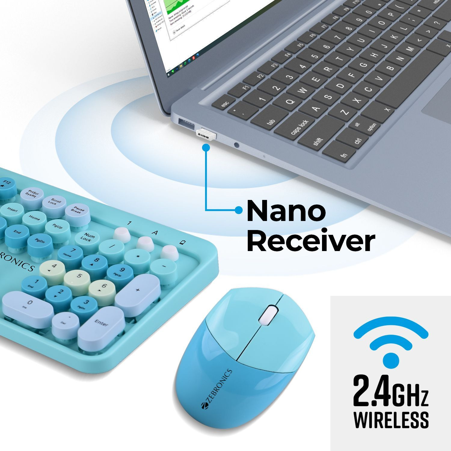 Image of ZEBRONICS ZEB-COMPANION 301 Wireless Standard Desktop Keyboard Compatible with Desktop, Laptop, Mac
