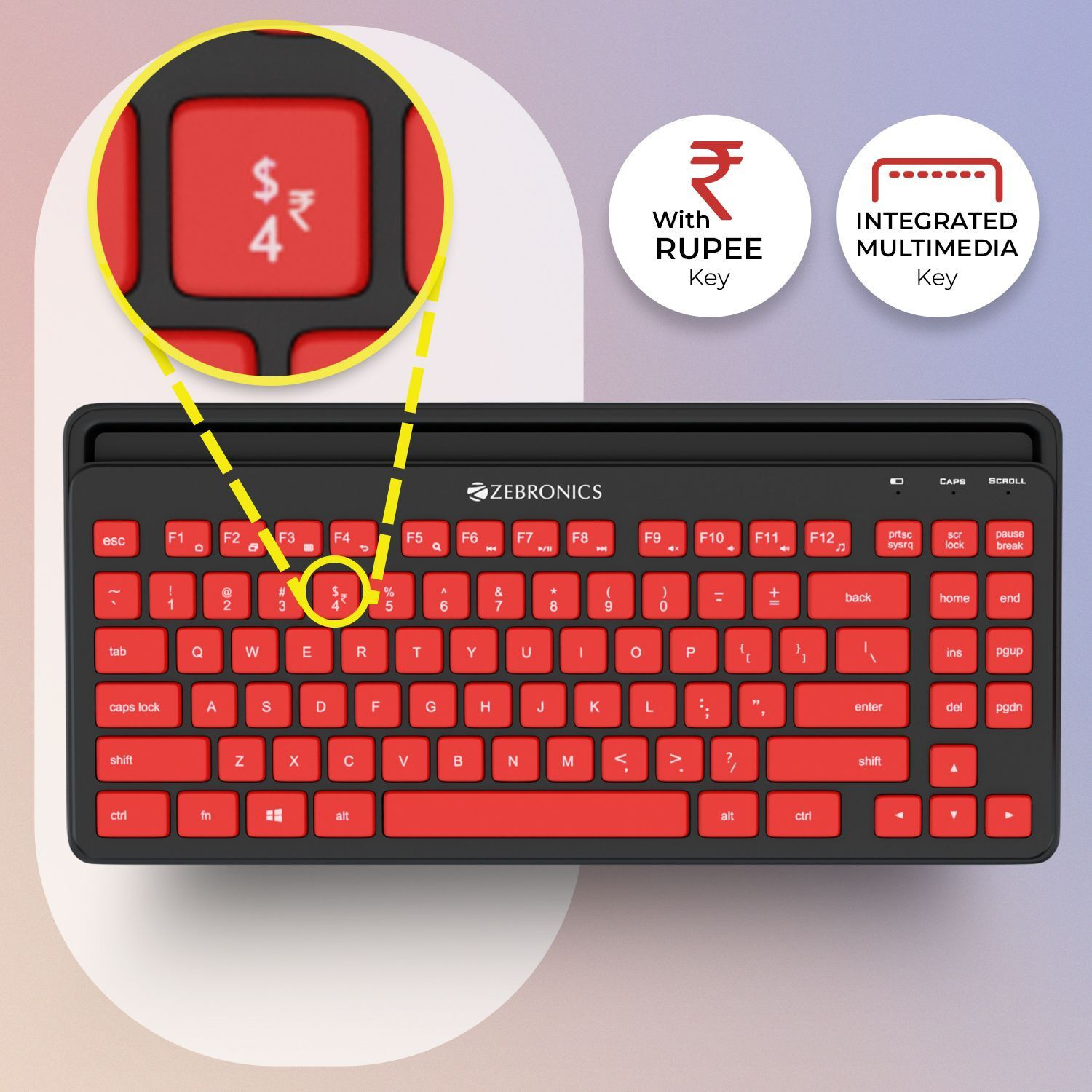Image of ZEBRONICS ZEB-Companion 114 Mouse Set Wireless Standard Desktop Keyboard Compatible with Desktop, Laptop, Mac Easy to Use,Plug and Play,Quick, Comfy Durable body